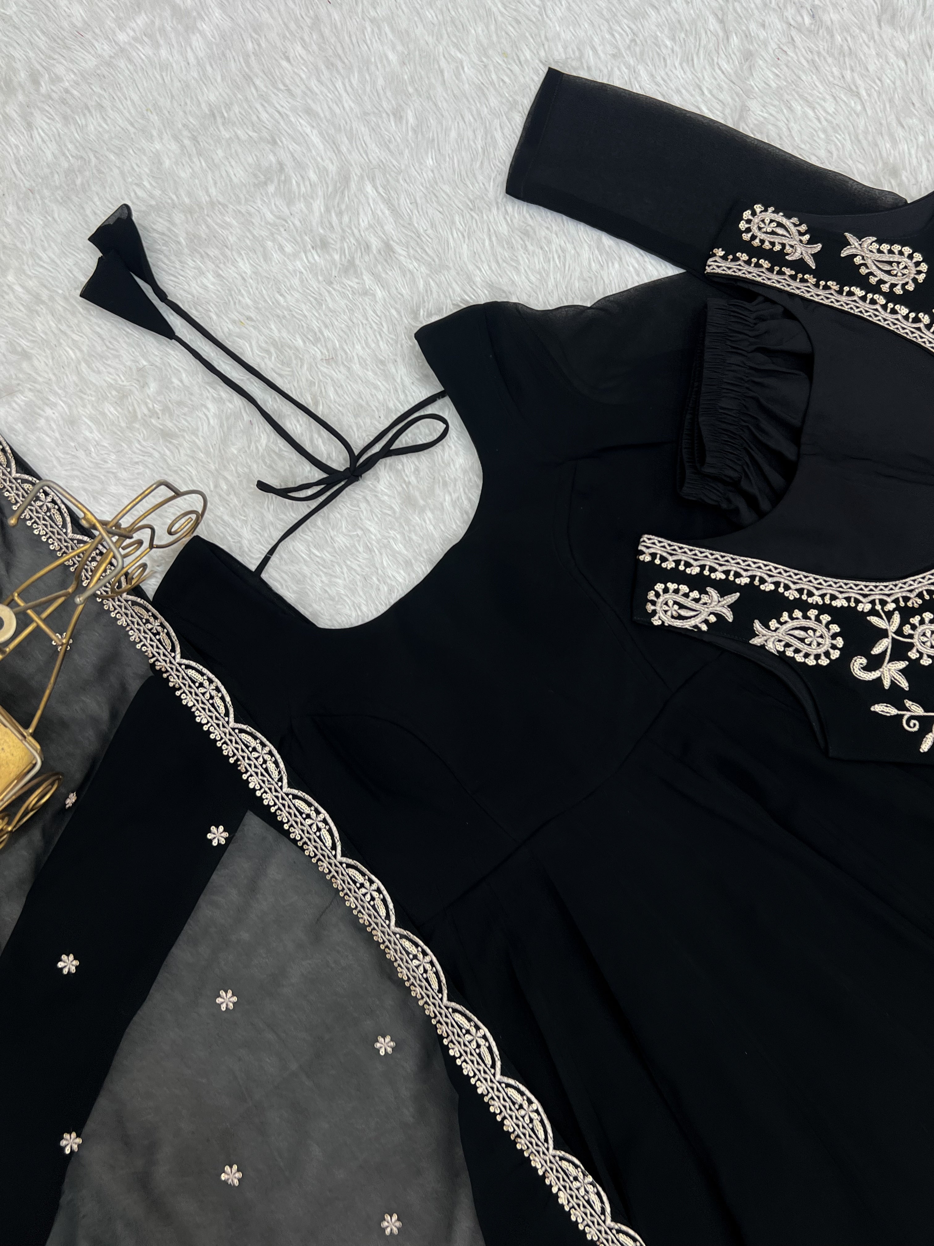 Premium Fox Georgette Fully Flared Anarkali Gown with Koti, Dupatta
