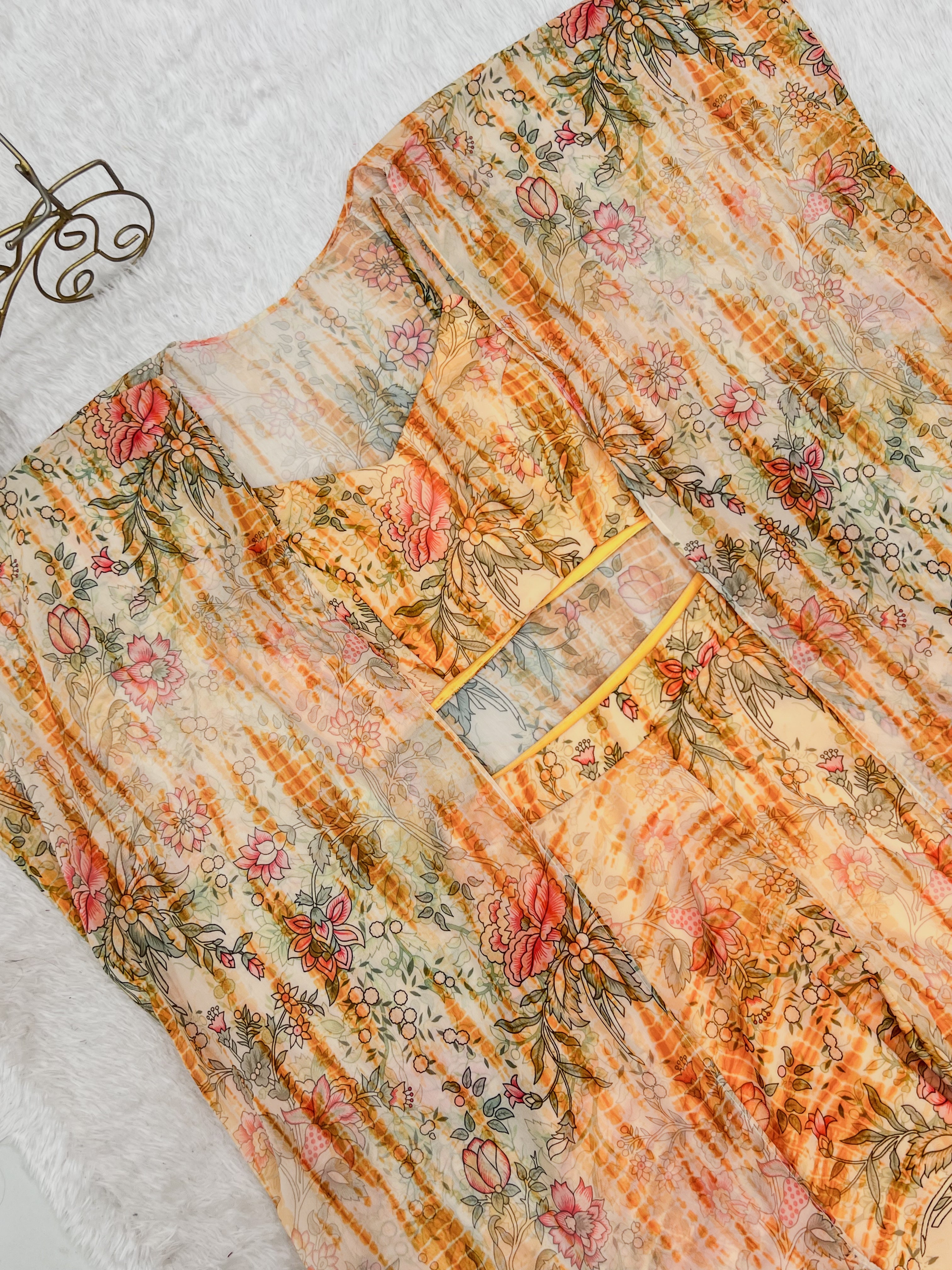 Yellow Georgette Shrug Palazzo Set