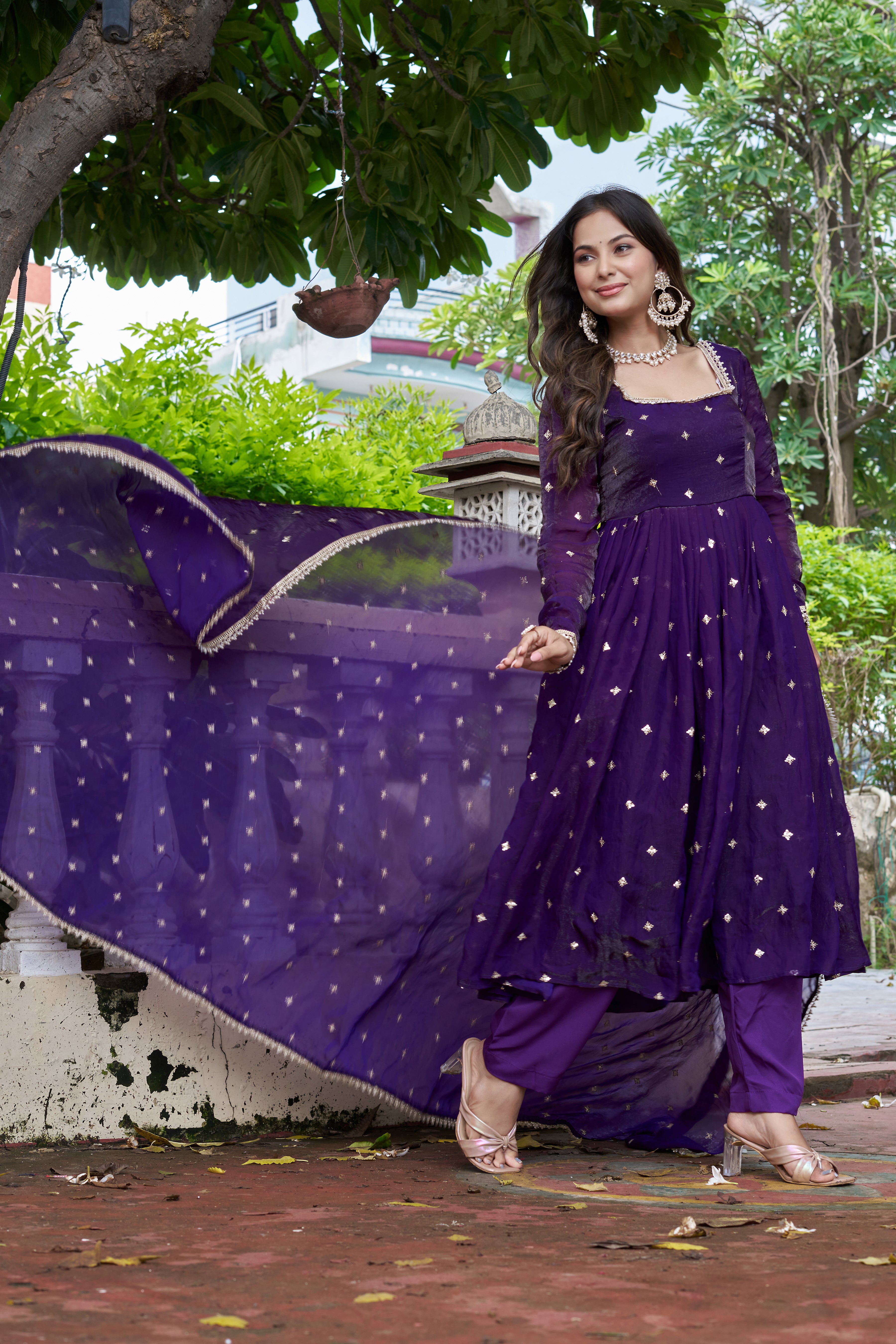 Royal Purple Anarkali Set