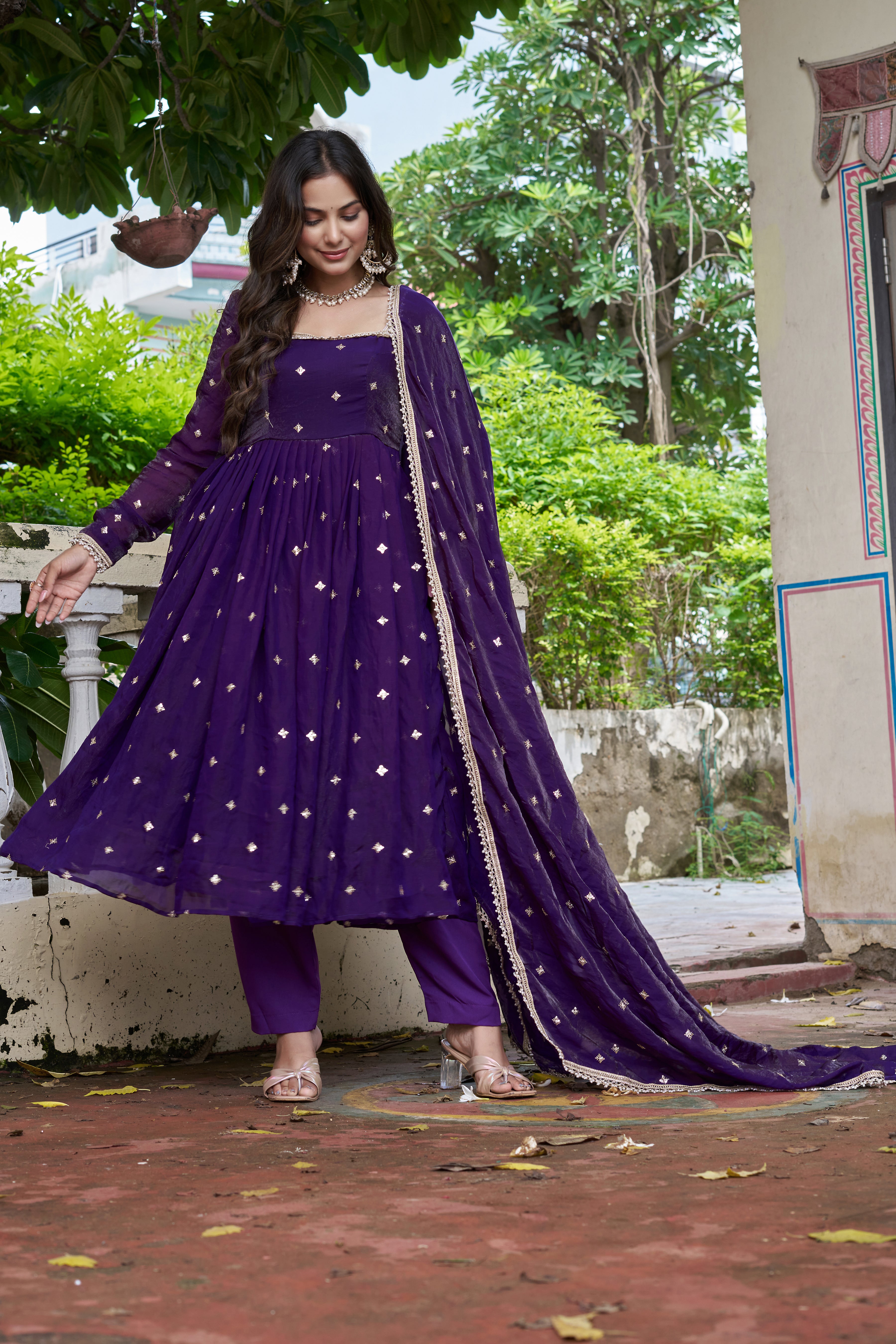 Royal Purple Anarkali Set