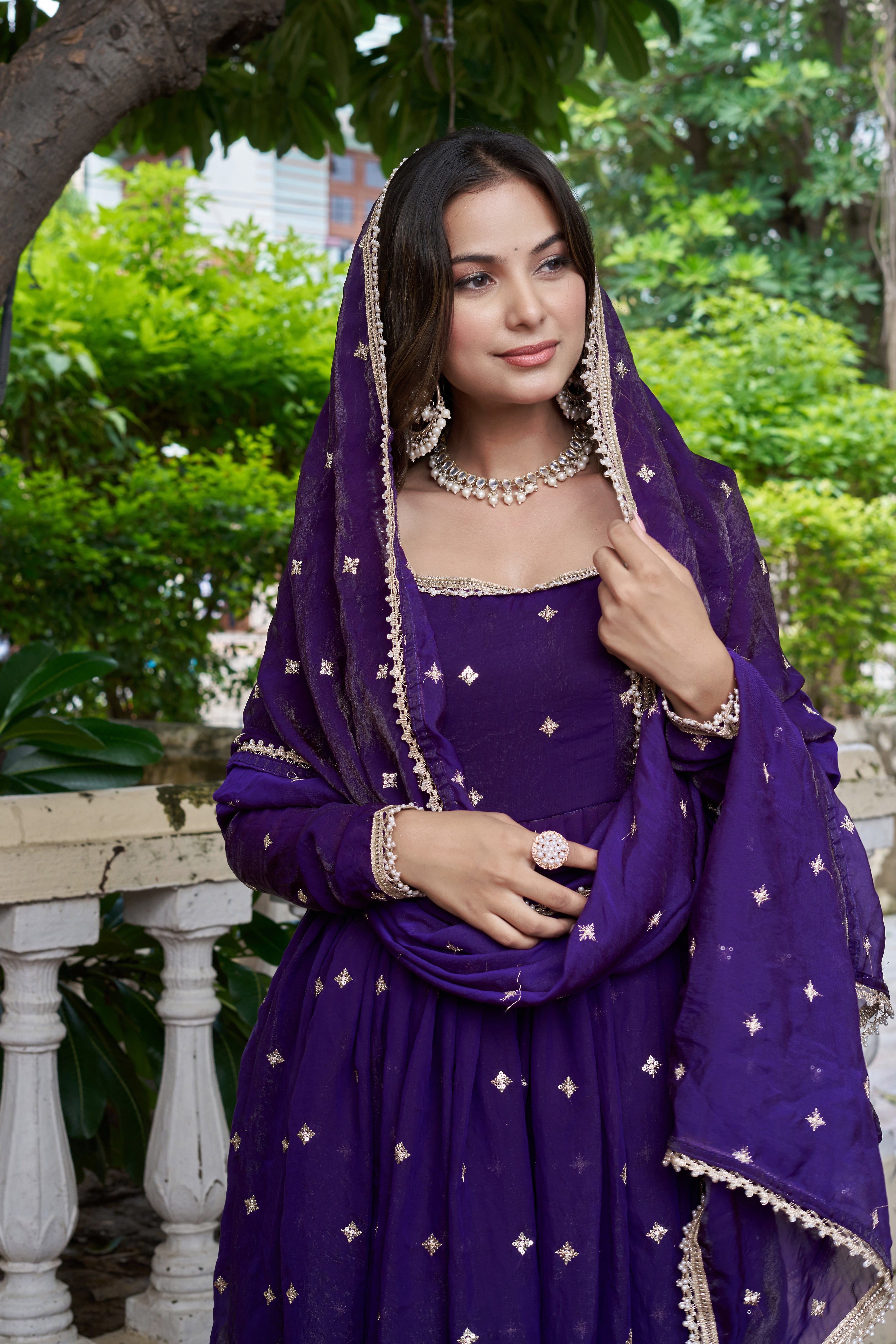 Royal Purple Anarkali Set
