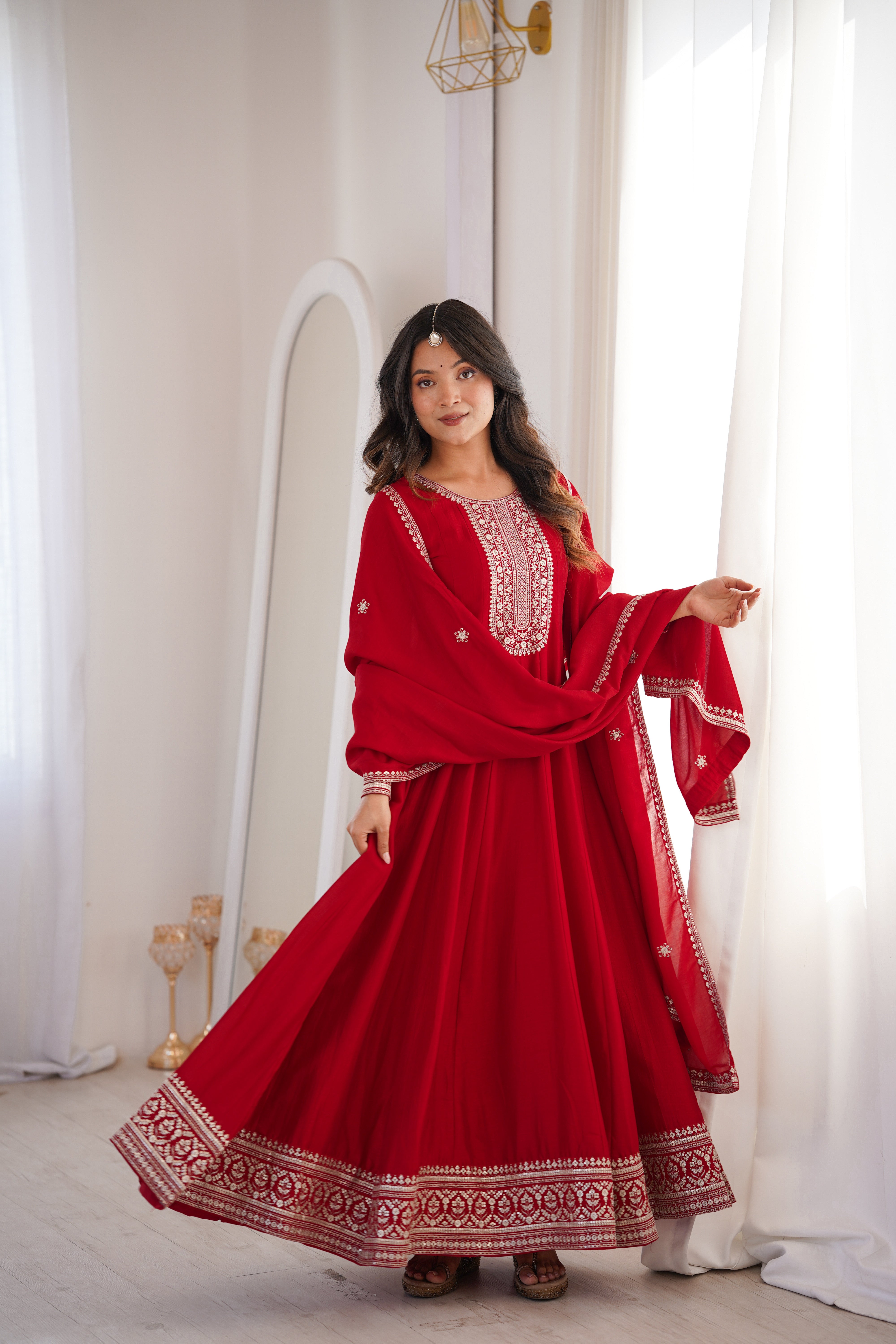 Party Wear Designer Anarkali Women Gown with Dupatta Suit