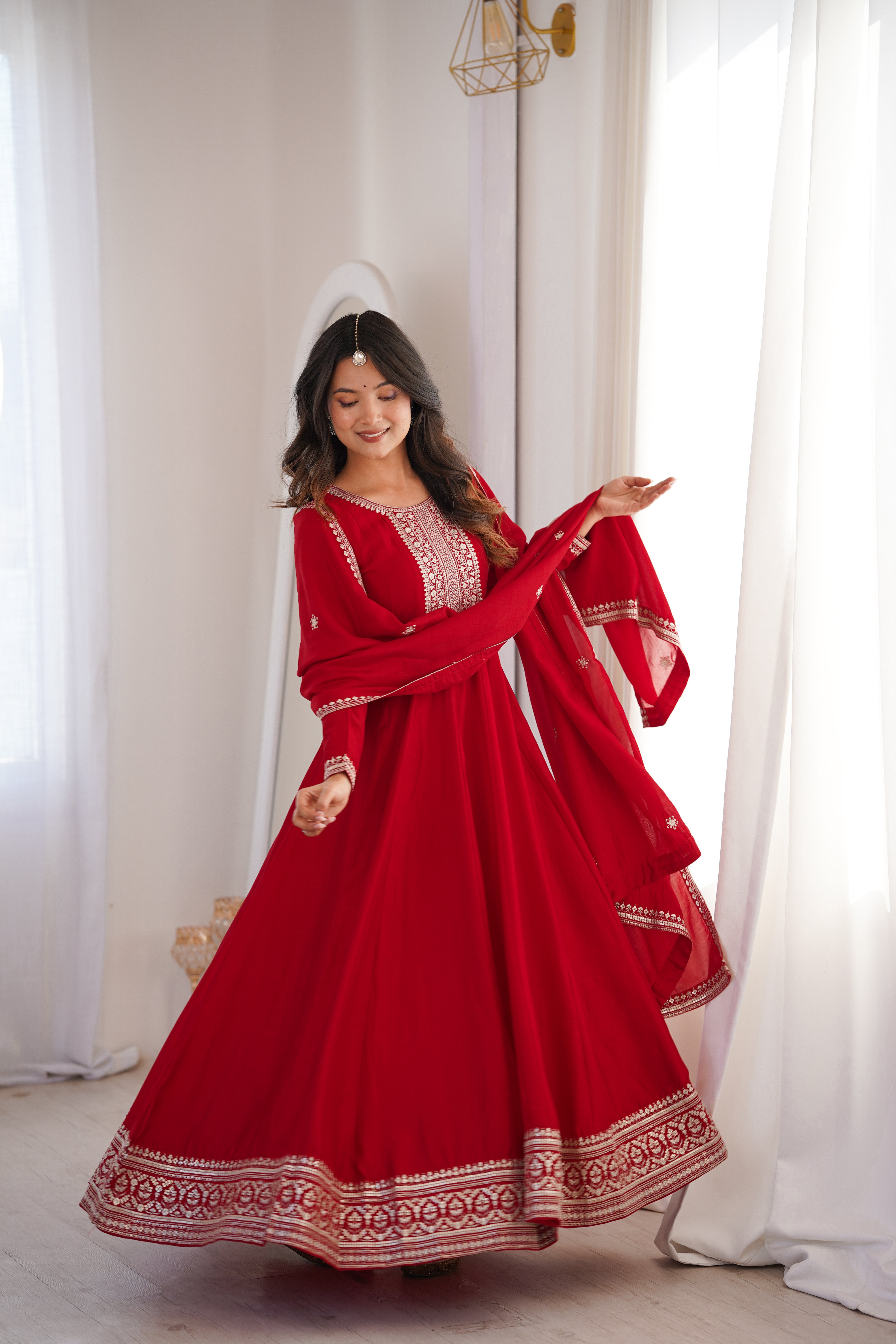 Party Wear Designer Anarkali Women Gown with Dupatta Suit
