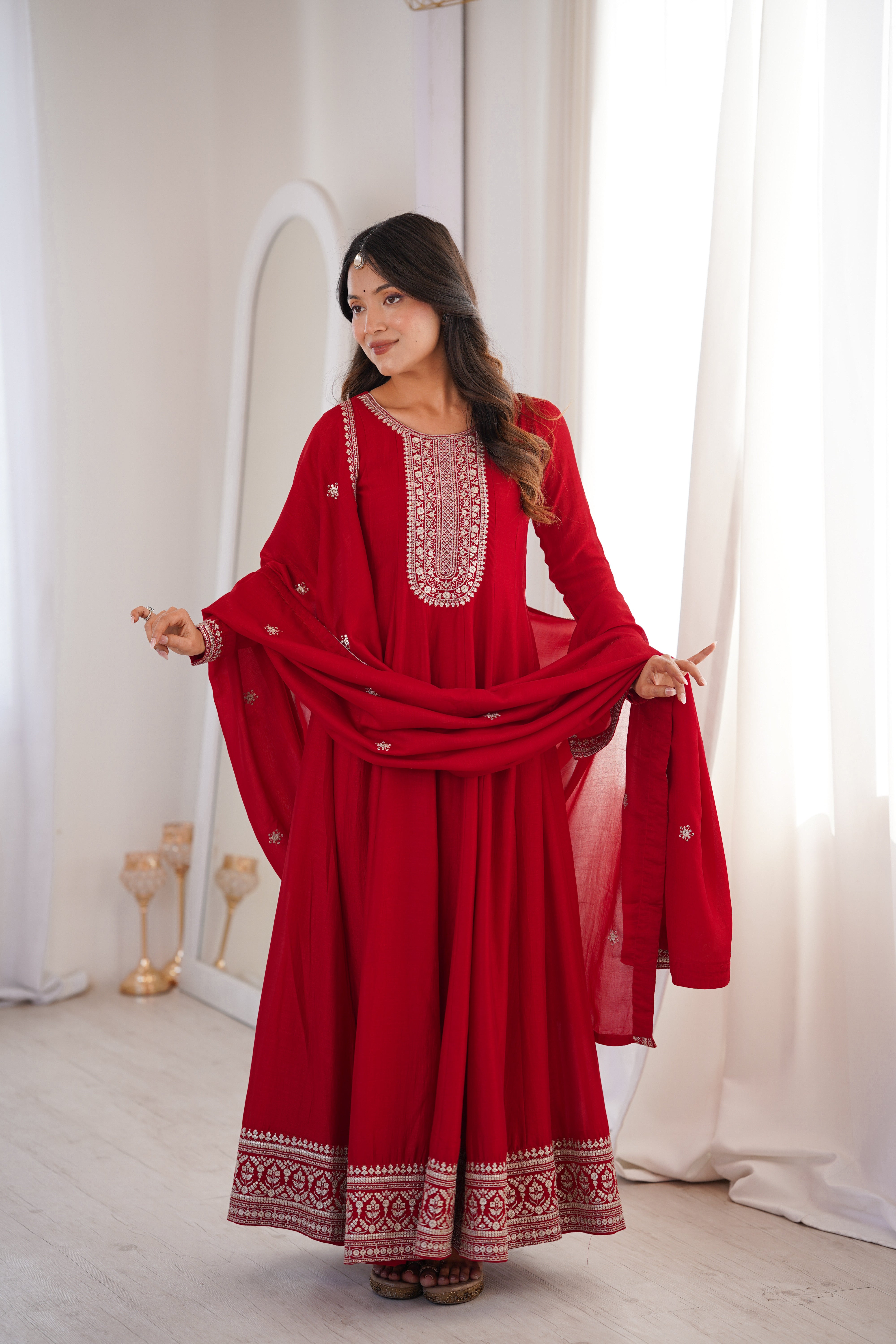 Party Wear Designer Anarkali Women Gown with Dupatta Suit