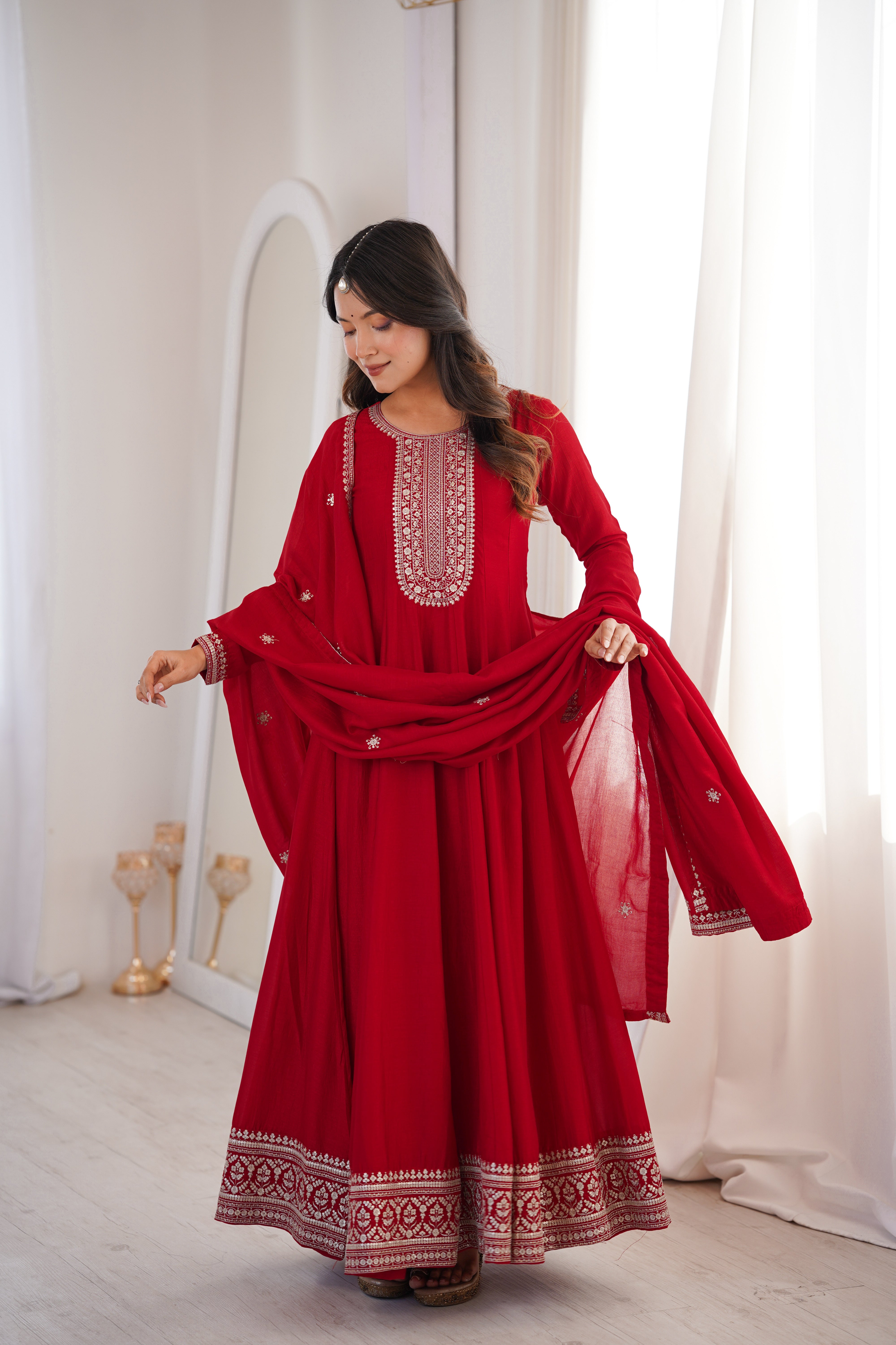 Party Wear Designer Anarkali Women Gown with Dupatta Suit