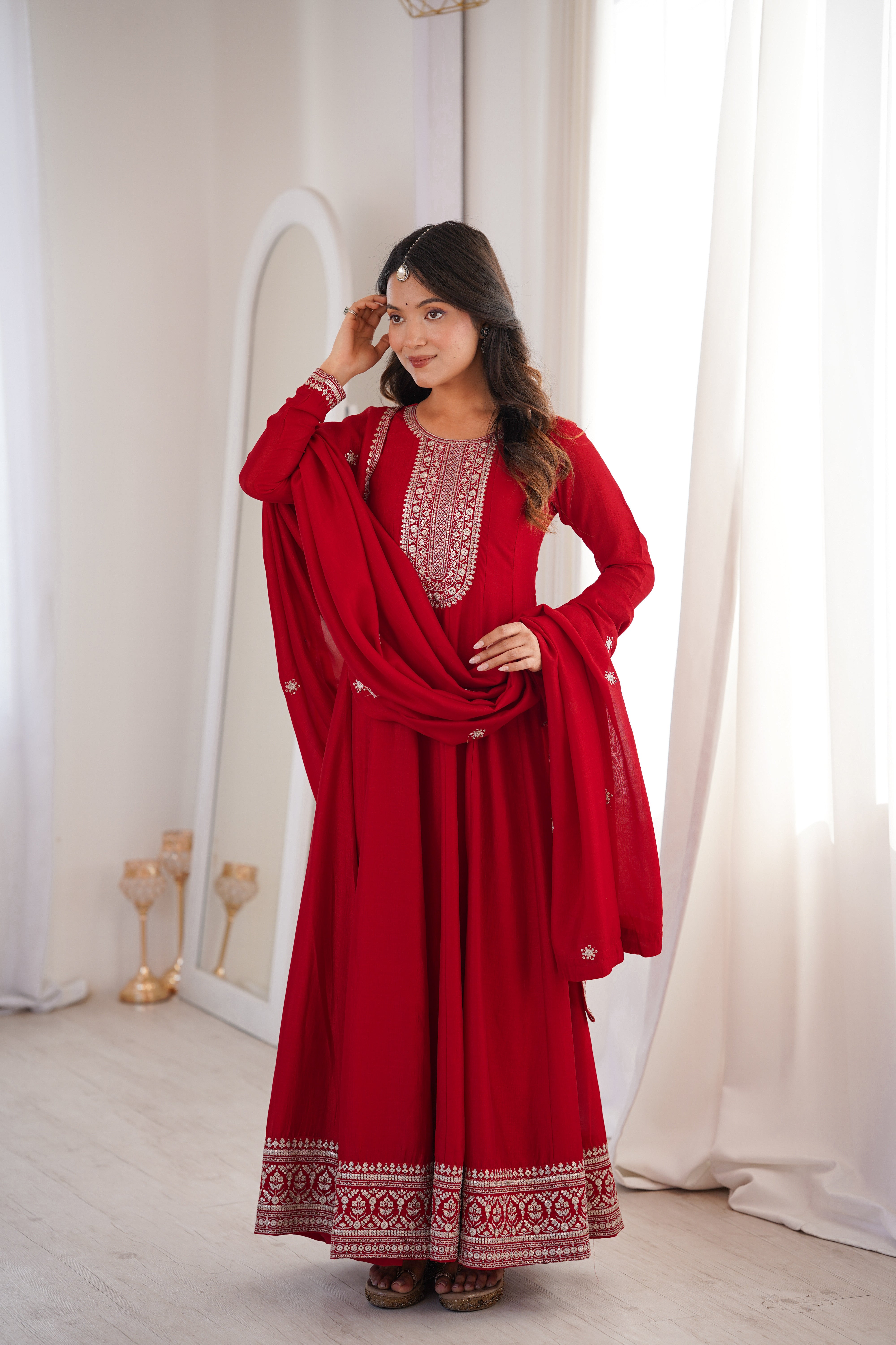 Party Wear Designer Anarkali Women Gown with Dupatta Suit