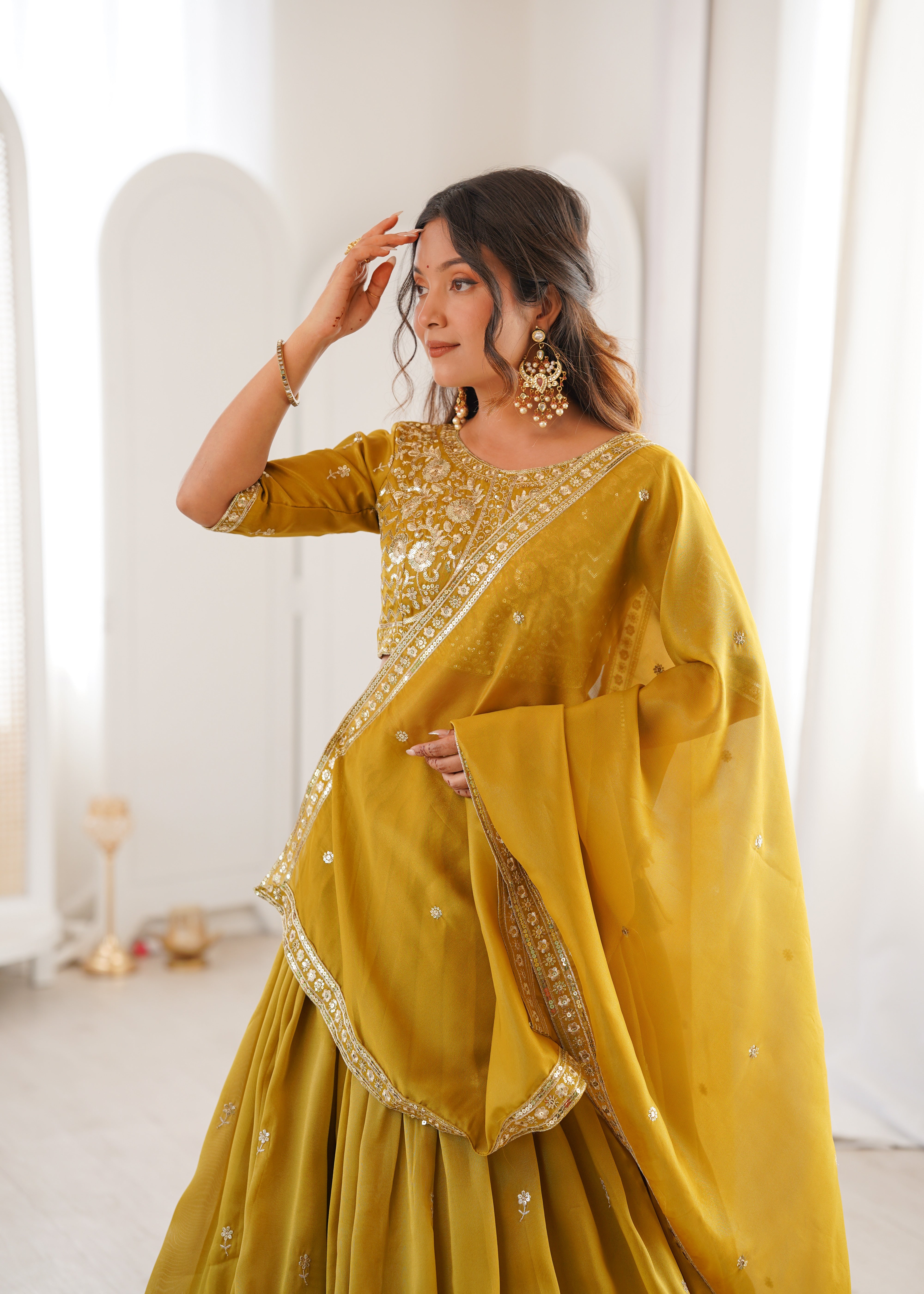 Embroidered Lehenga Set with Elegant Dupatta