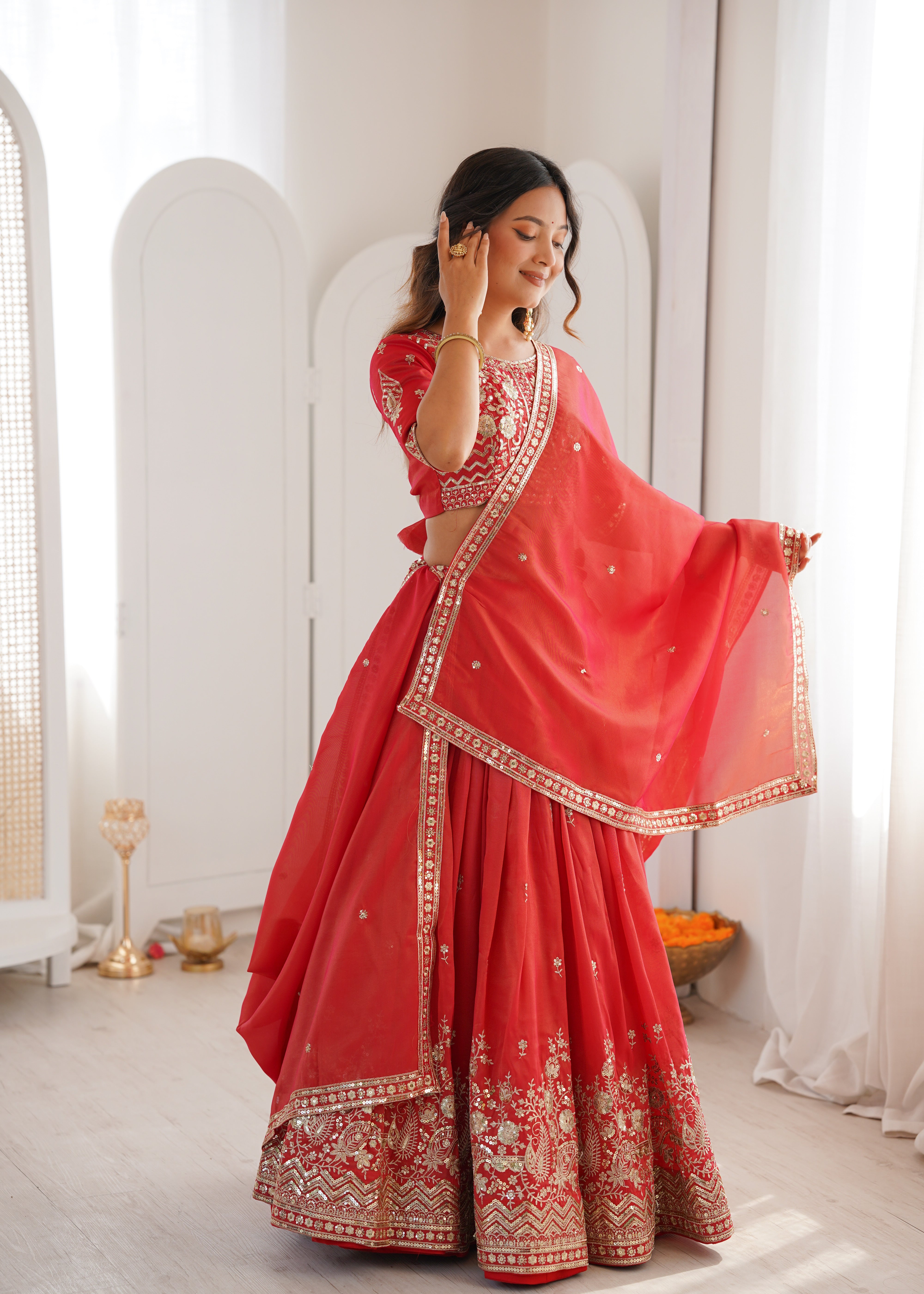 Embroidered Lehenga Set with Elegant Dupatta