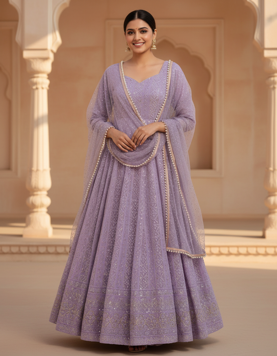 Lucknowi Special Premium Readymade Anarkali SuitSet