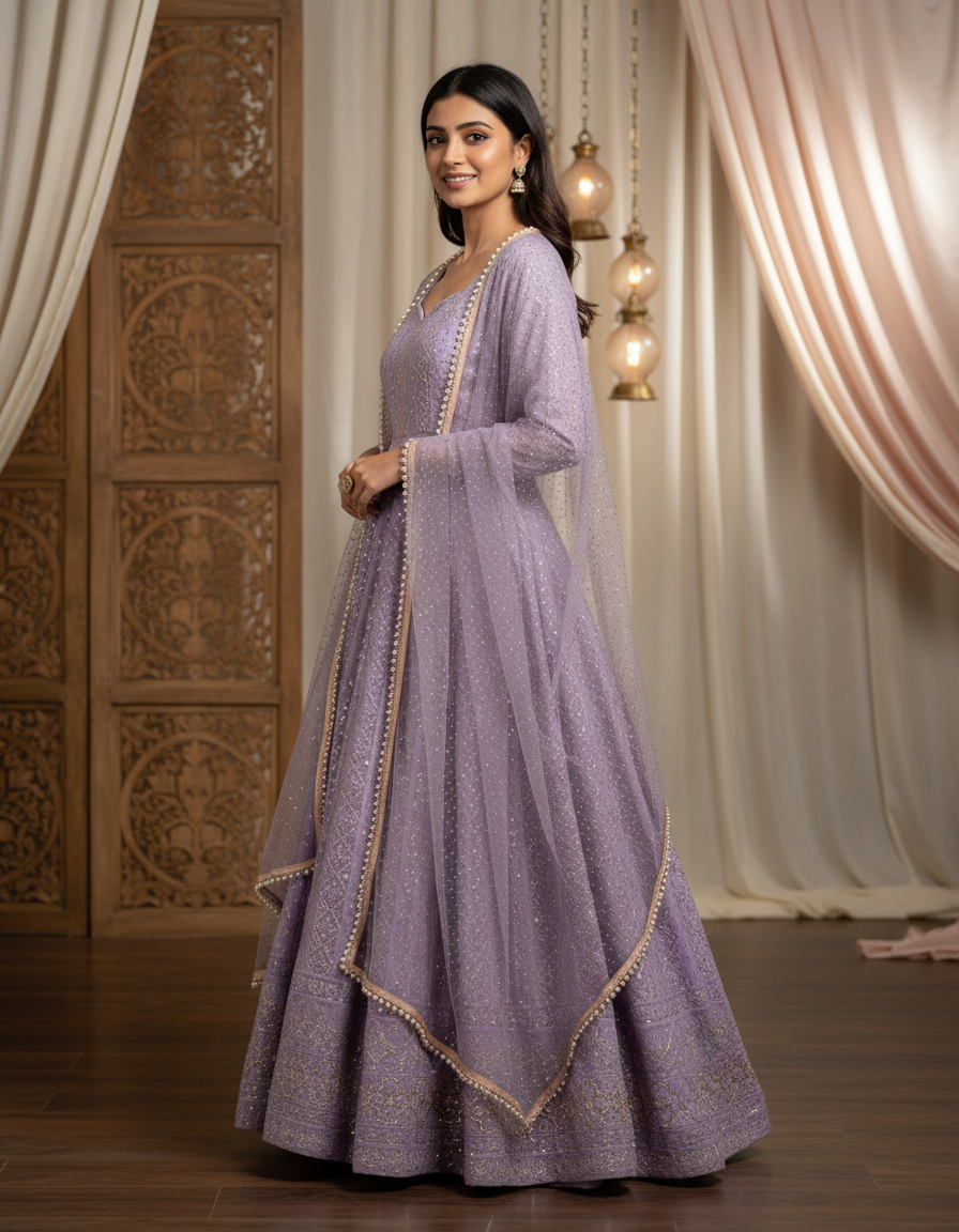 Lucknowi Special Premium Readymade Anarkali SuitSet
