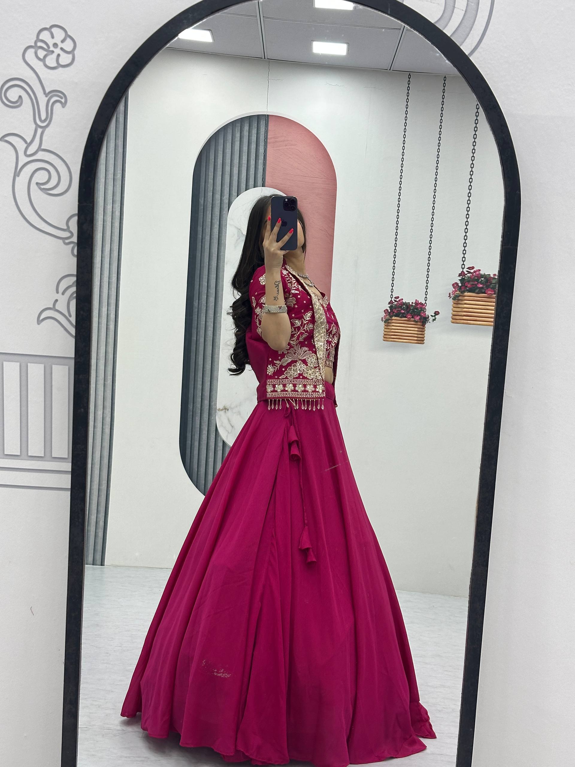 Elegant Embroidered Lehenga Choli with Designer Jacket for Women | Festive & Wedding Wear