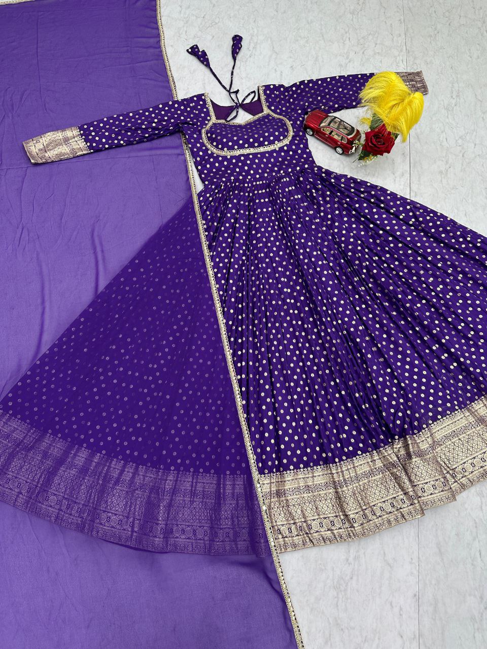 JACQUARD WEAVING FUNCTION WEAR GOWN WITH DUPATTA