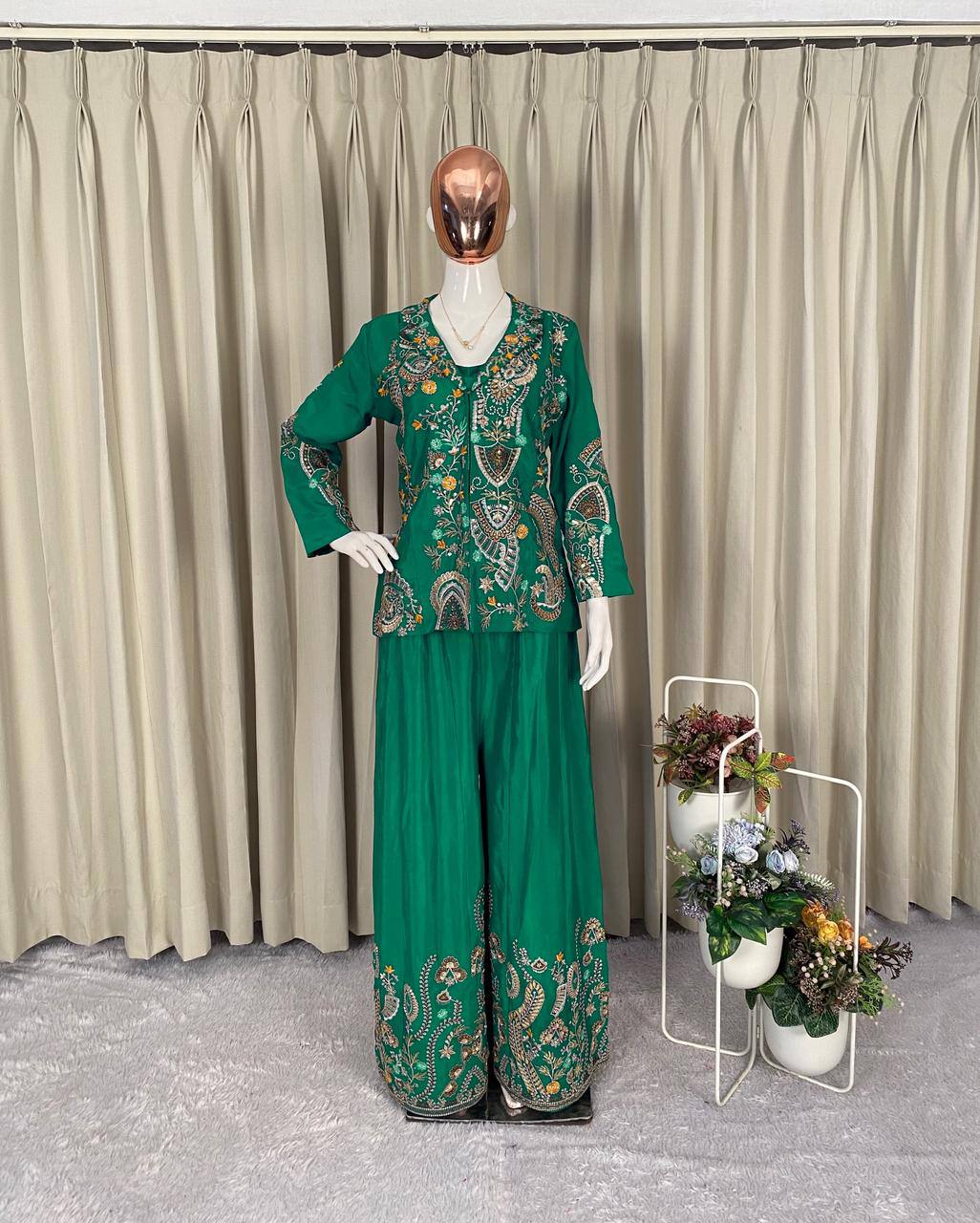 Embroidered Kurta & Palazzo Set – Festive Glam