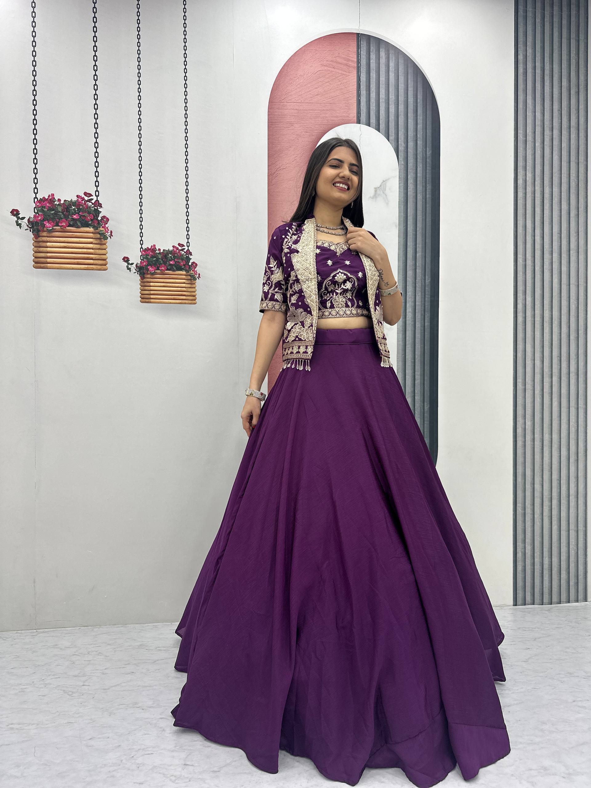 Elegant Embroidered Lehenga Choli with Designer Jacket for Women | Festive & Wedding Wear