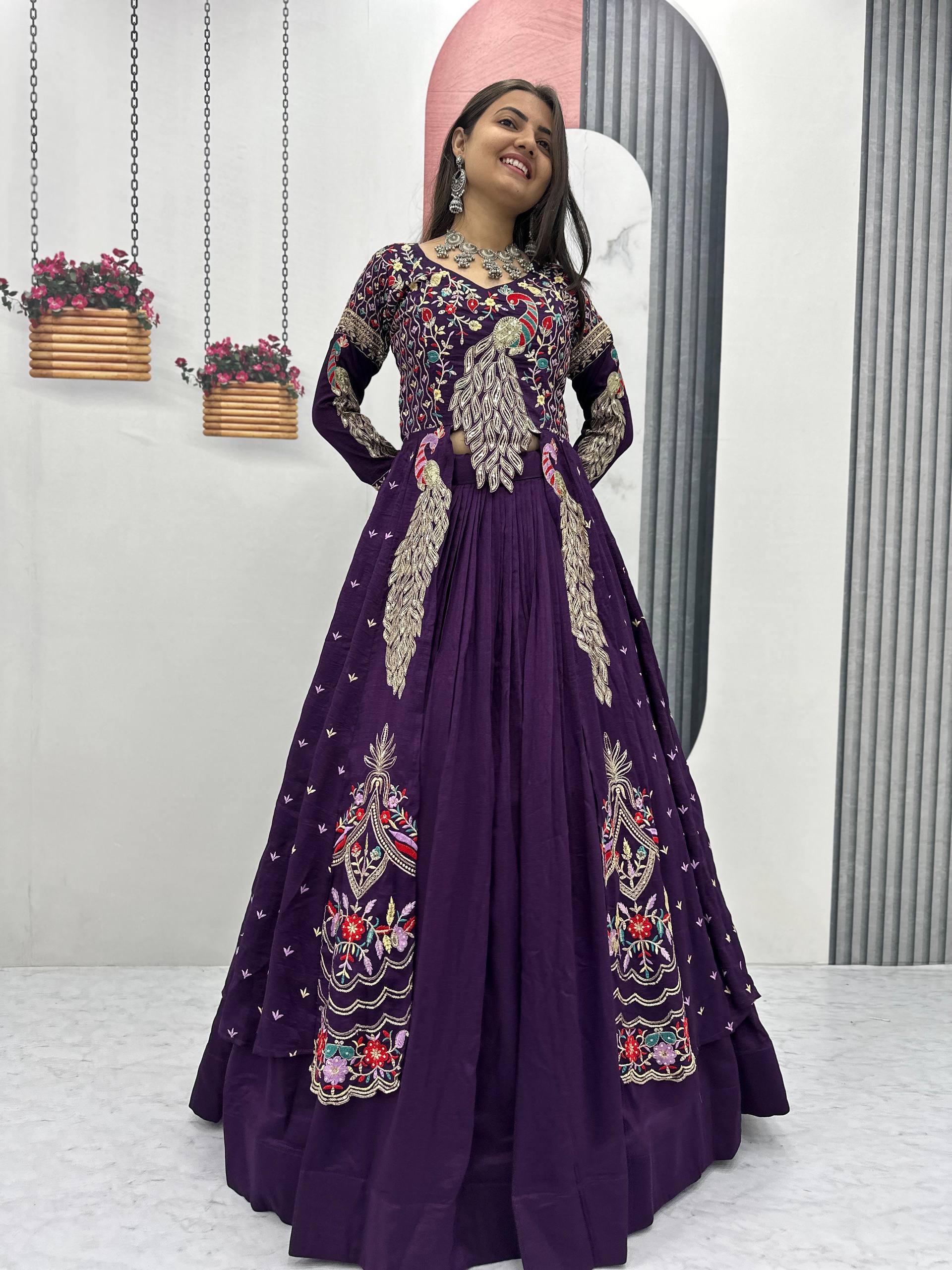 Premium Quality Heavy Traditional Crop Top with Shrug With Color