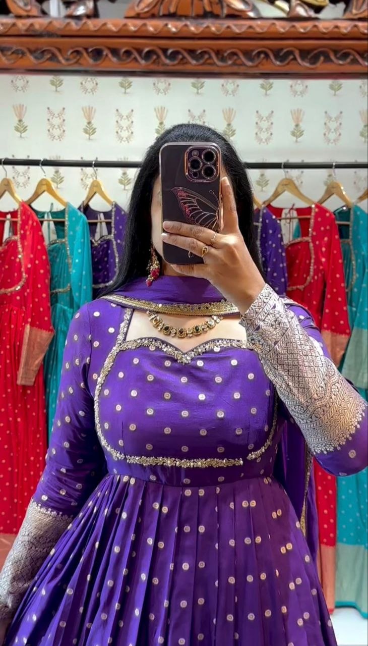 JACQUARD WEAVING FUNCTION WEAR GOWN WITH DUPATTA