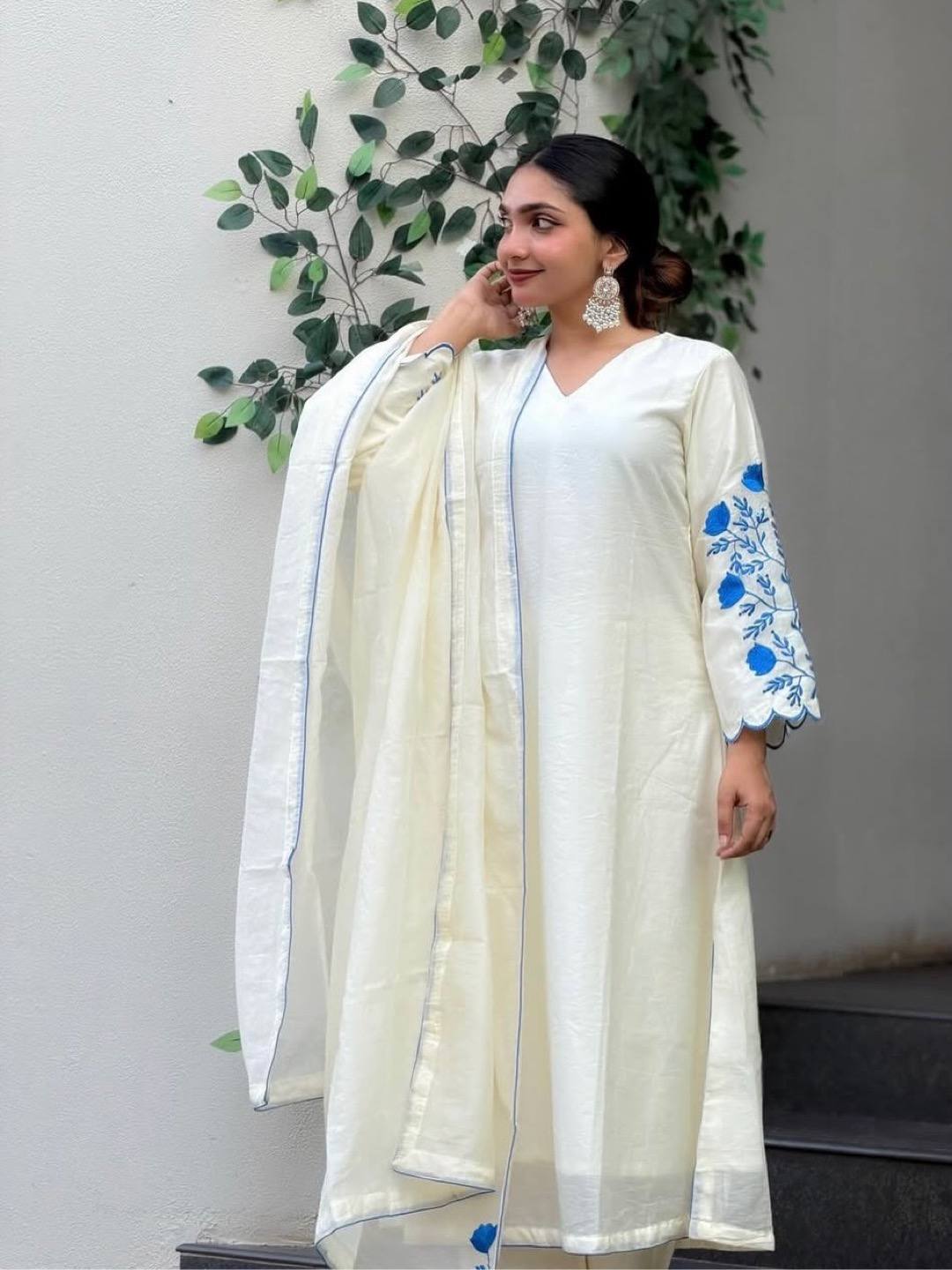 White Embroidered Doria Suit Set