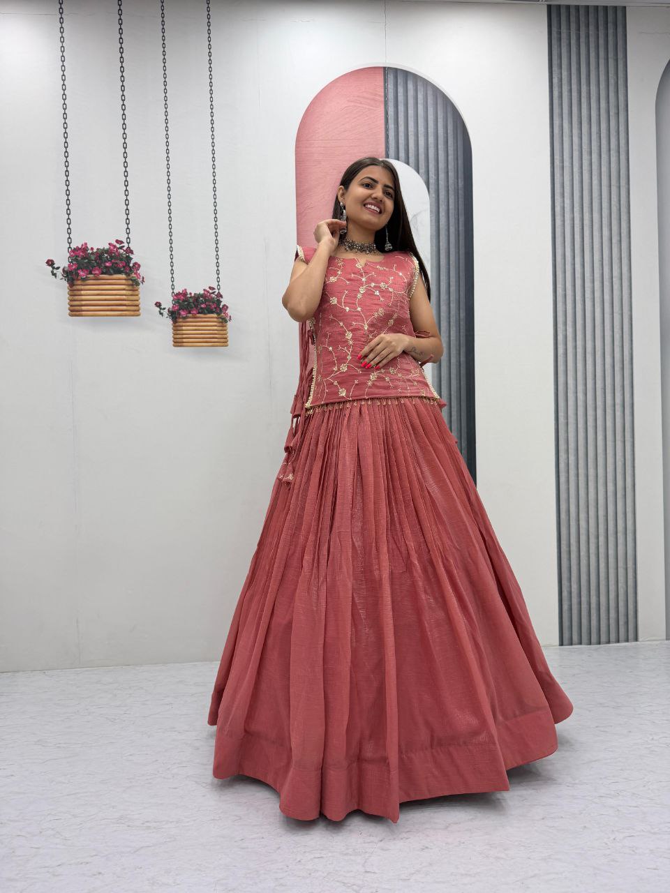 Embroidered Anarkali Dress with Flared Skirt