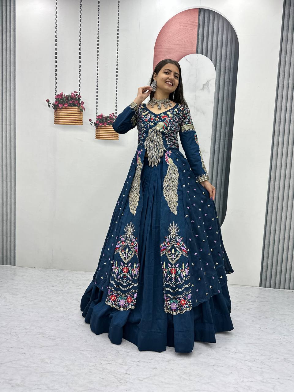 Premium Quality Heavy Traditional Crop Top with Shrug With Color