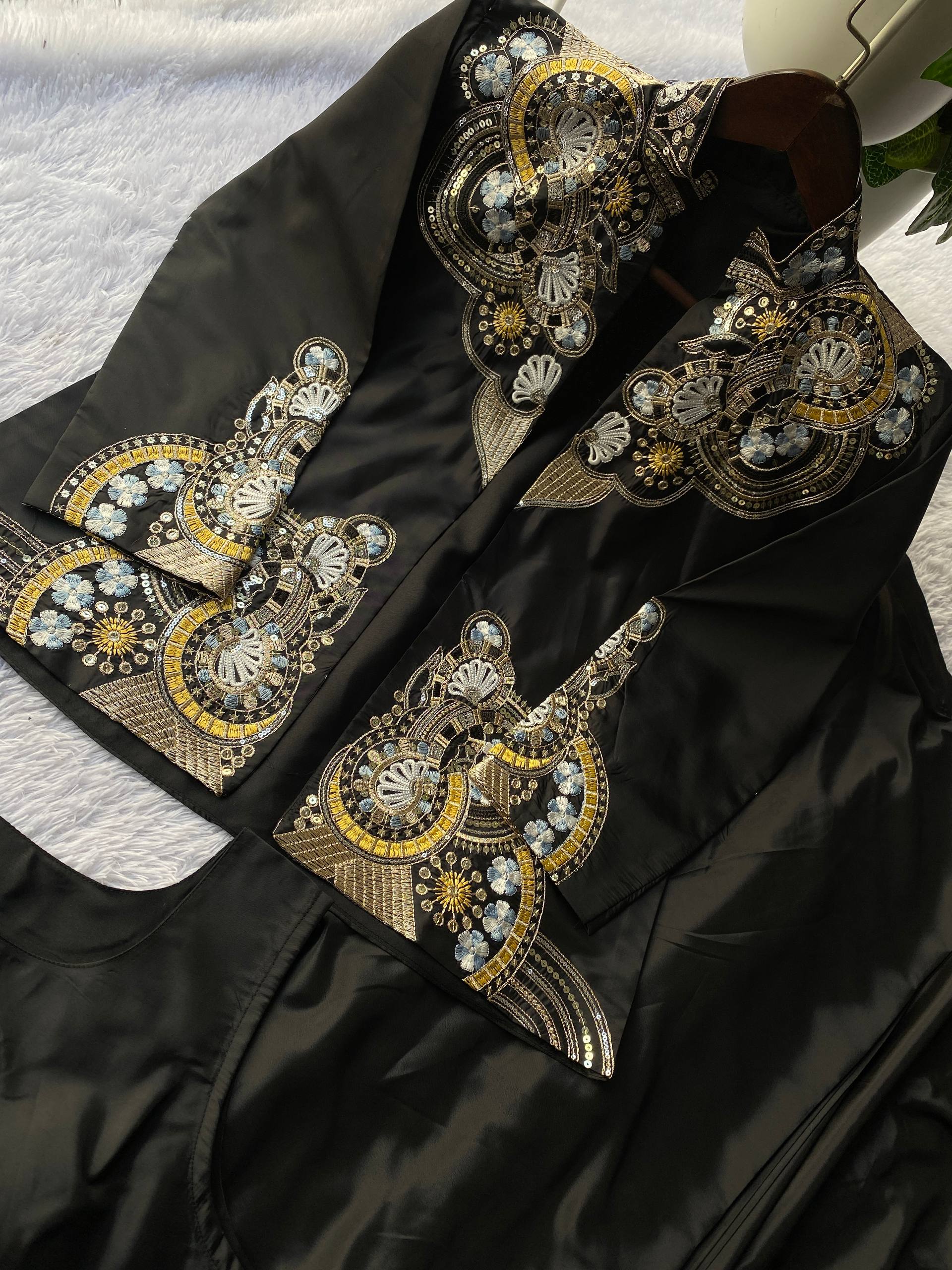Blue Pre Draped Ready to Wear Saree With Heavy Embroidery Jacket One Minute Saree