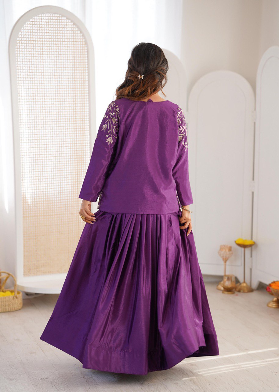 Crimson Embroidered Lehenga Set with Statement Jacket
