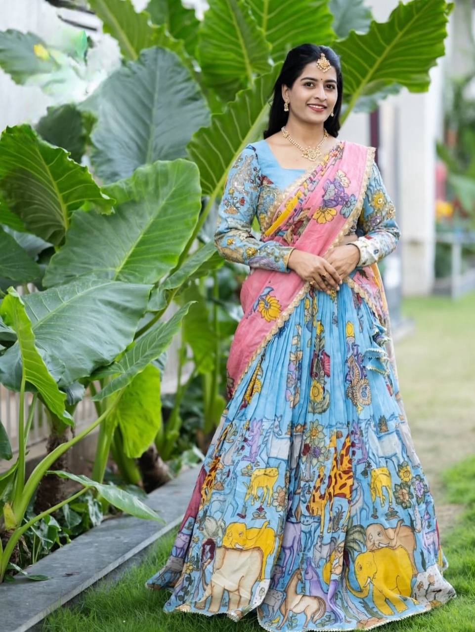 Embroidered Pure Tissue Silk Lehenga Choli & Dupatta Set