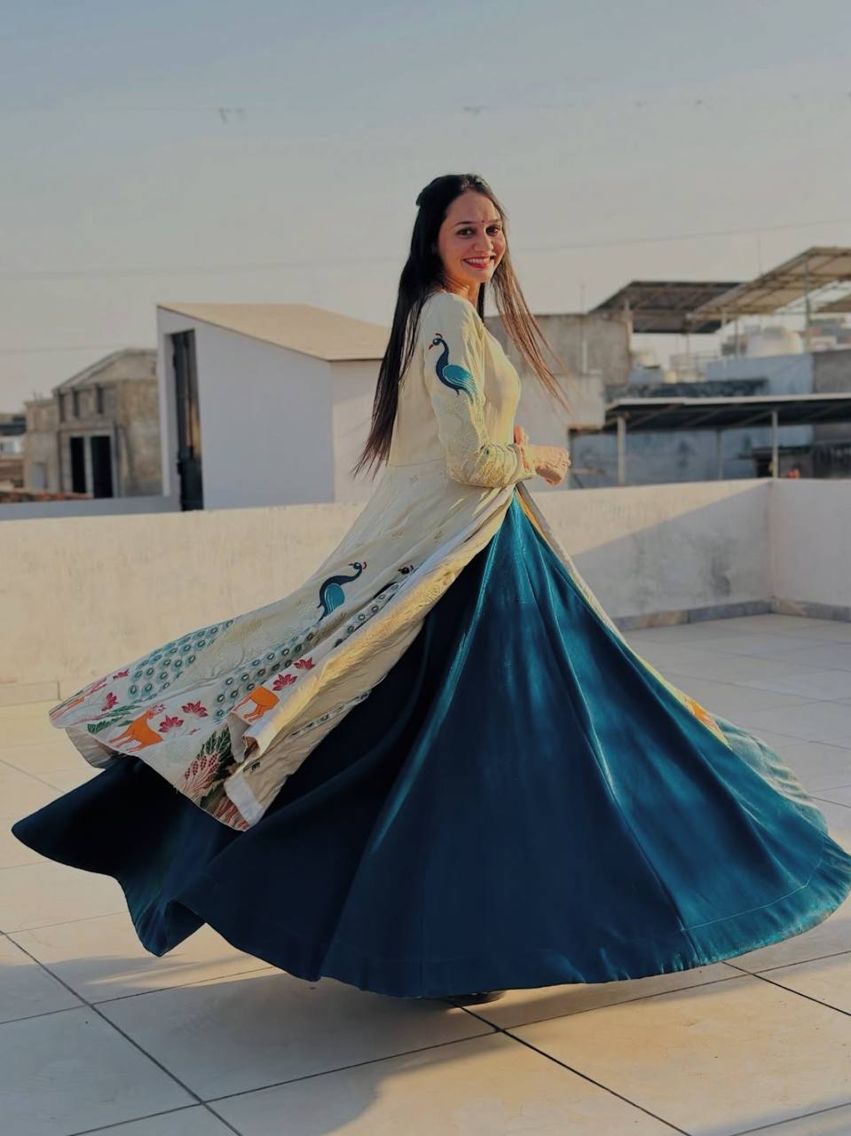 ✨ Elegant Peacock Print Lehenga Set ✨