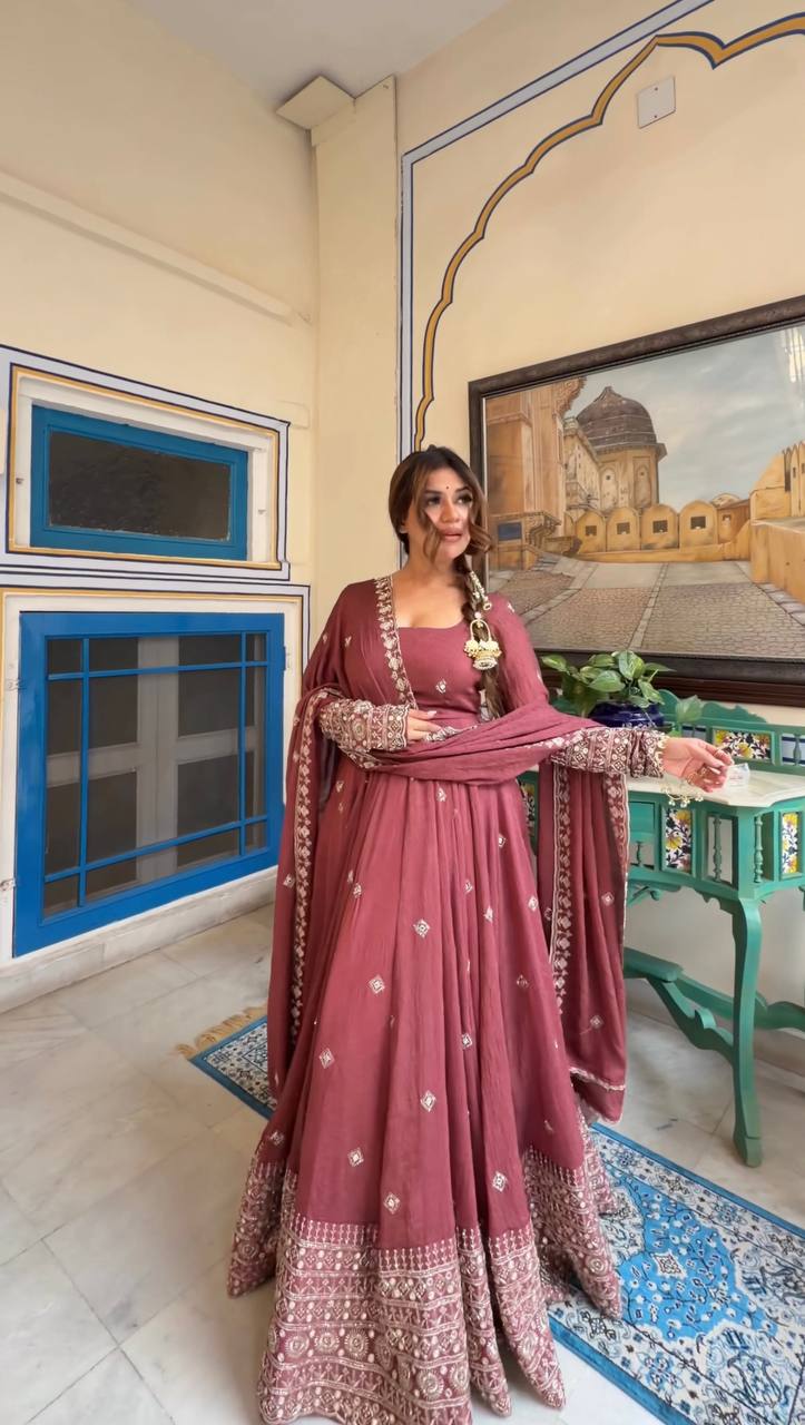 Designer Party Wear Gown with Pant Set for Women