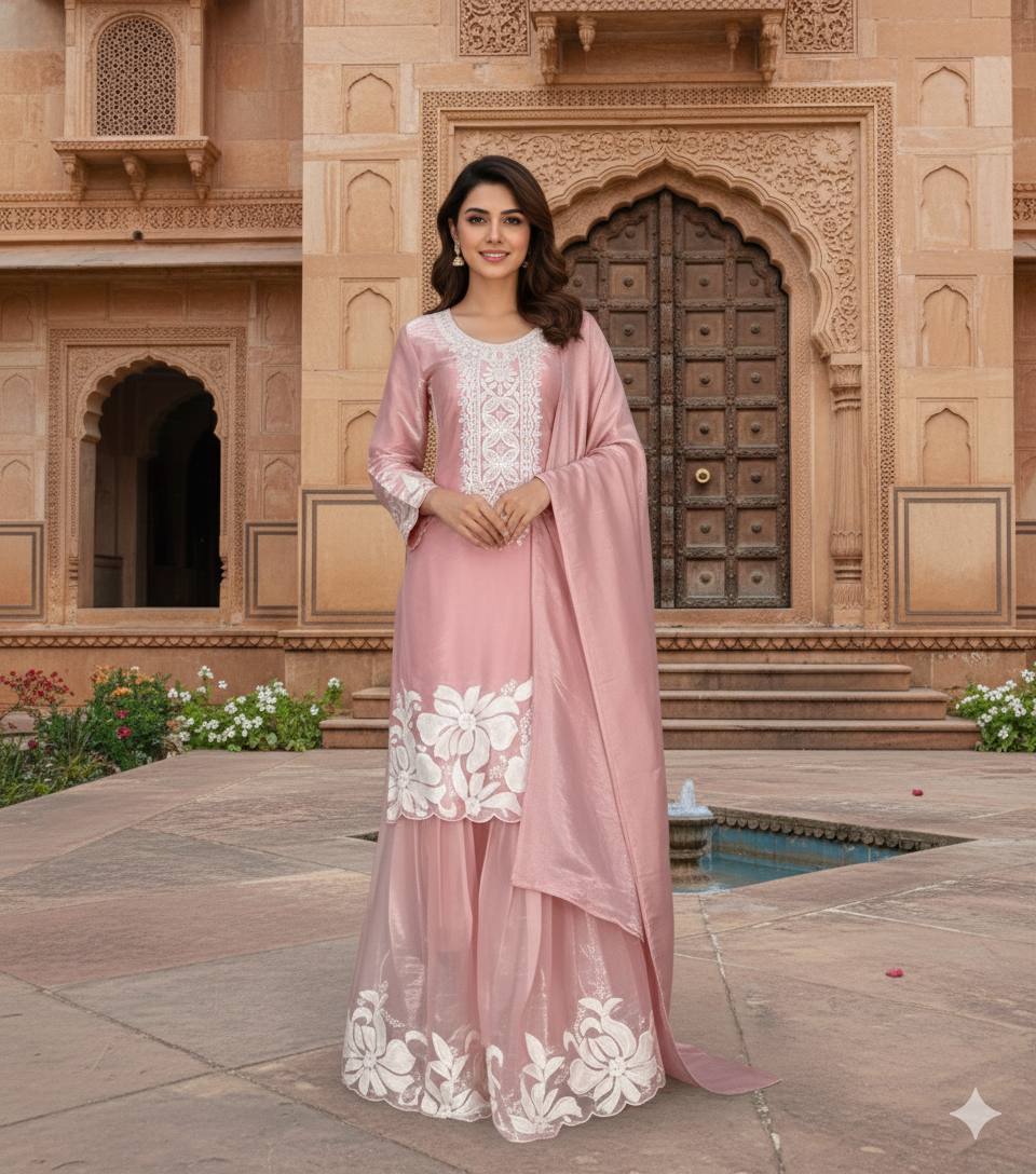 Elegance Embroidered Kurta Set with Dupatta