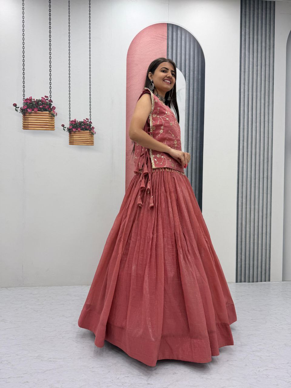 Embroidered Anarkali Dress with Flared Skirt