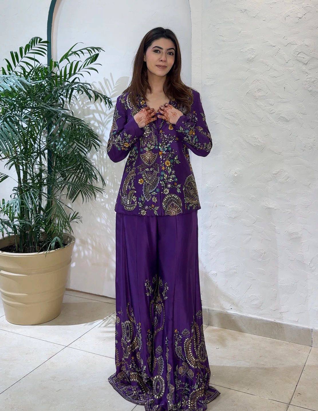 Embroidered Kurta & Palazzo Set – Festive Glam