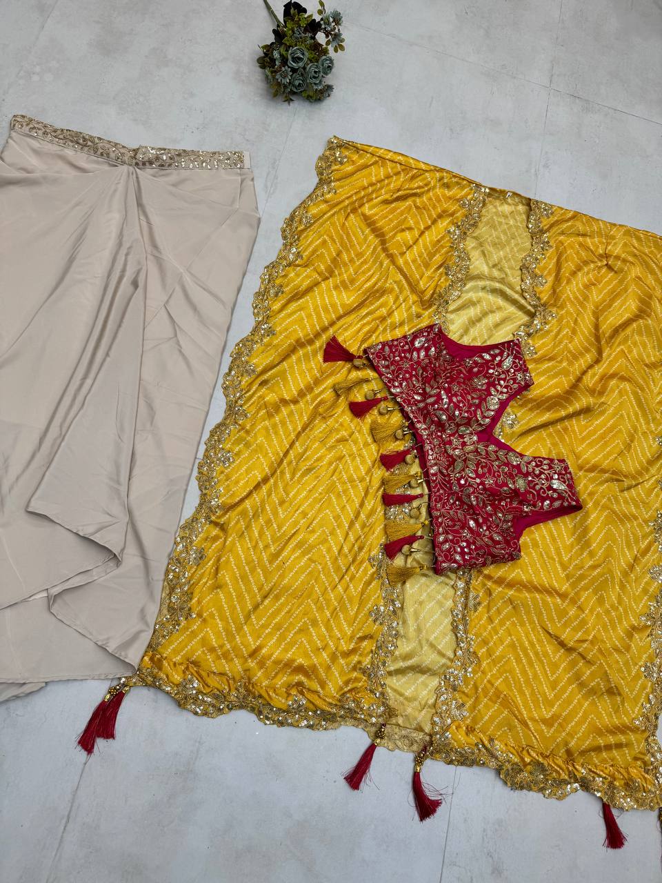Three-Piece Western Fusion Set for Wedding Season-FREE SIZE