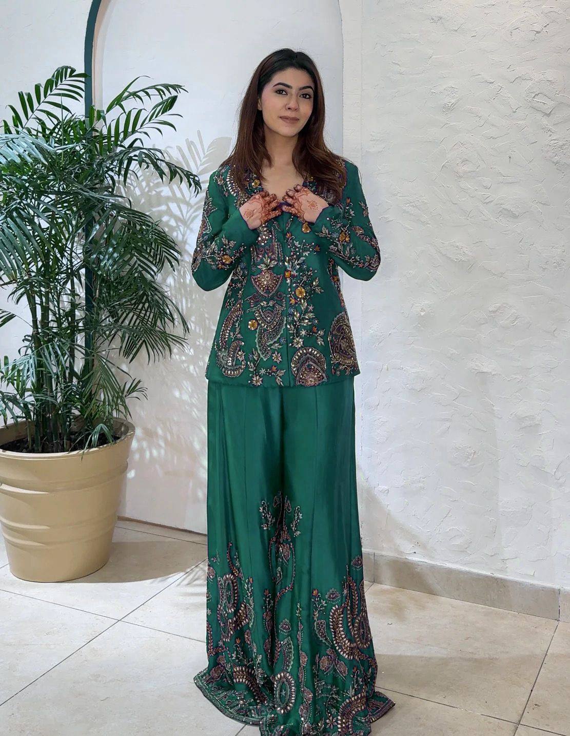 Embroidered Kurta & Palazzo Set – Festive Glam