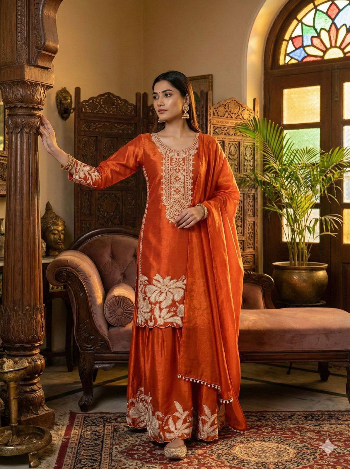Elegance Embroidered Kurta Set with Dupatta