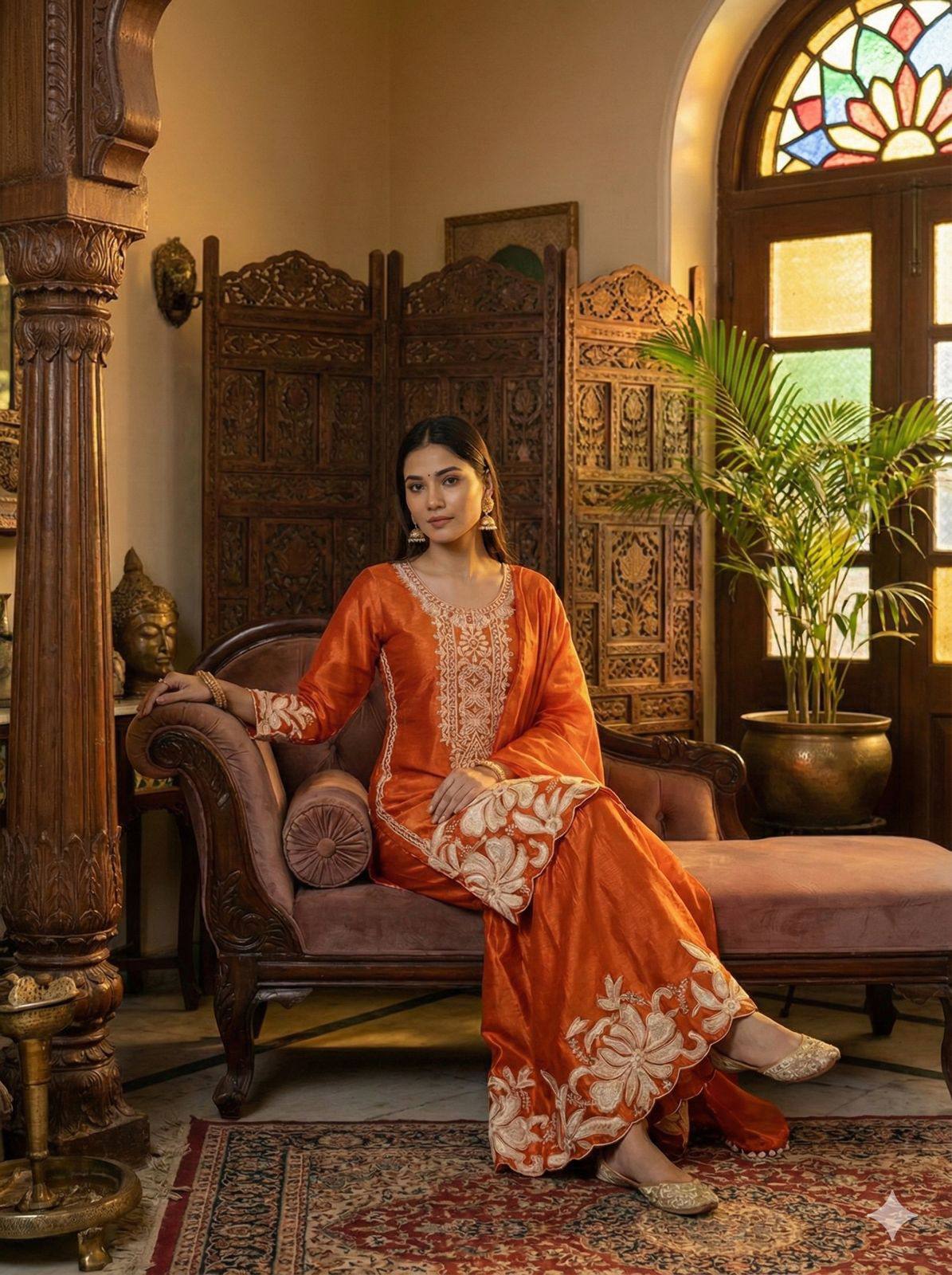 Elegance Embroidered Kurta Set with Dupatta