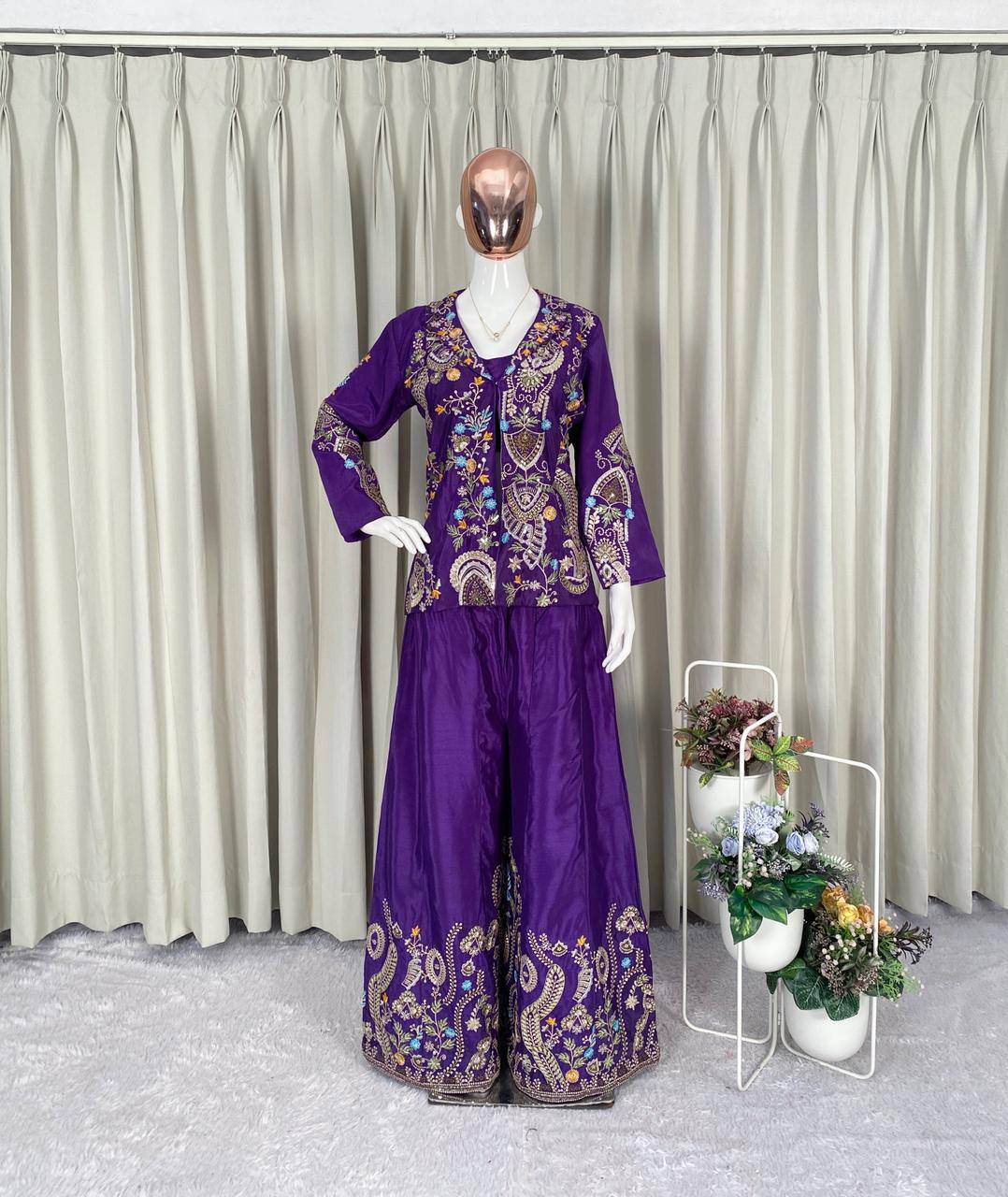 Embroidered Kurta & Palazzo Set – Festive Glam