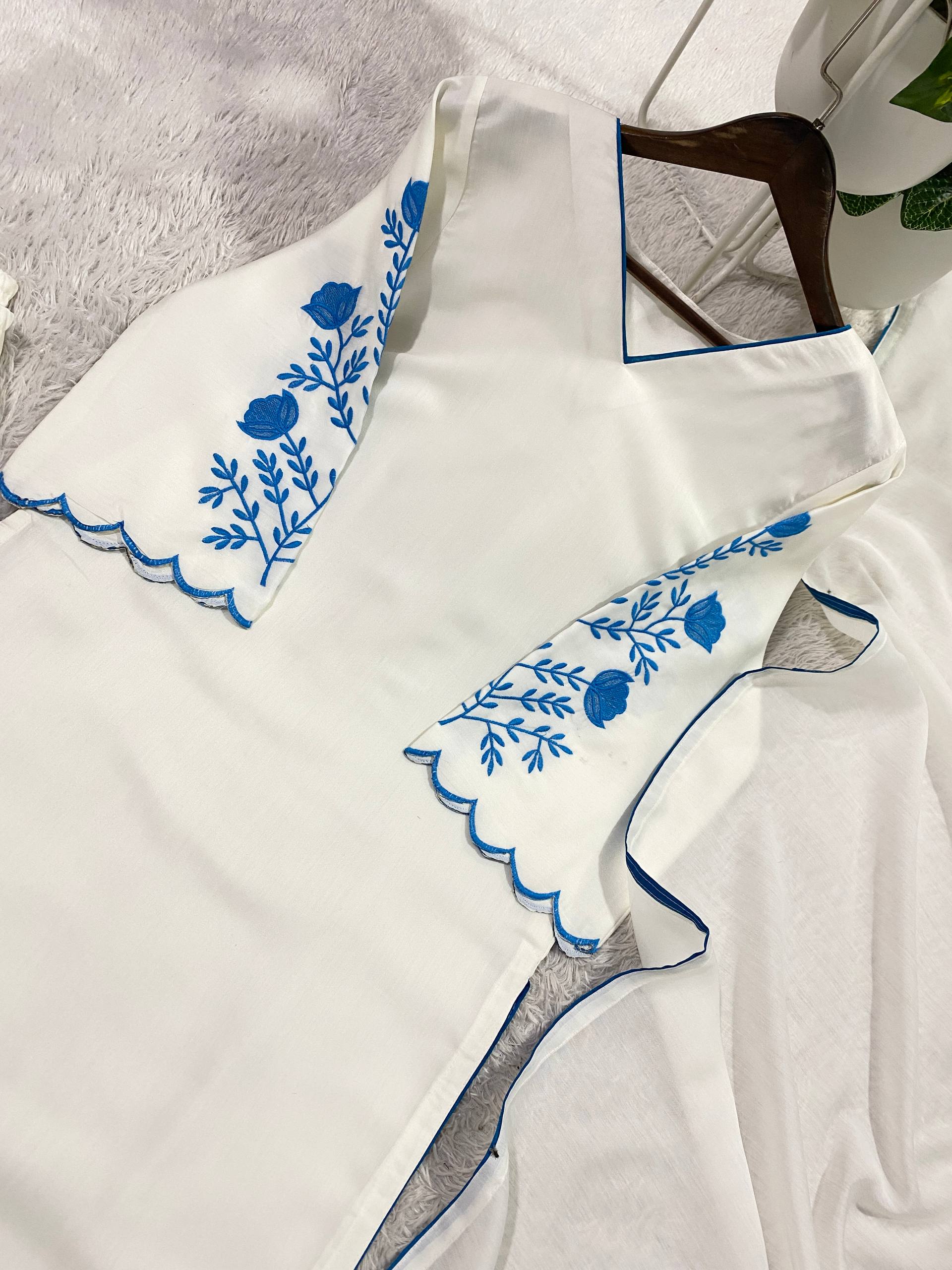 White Embroidered Doria Suit Set