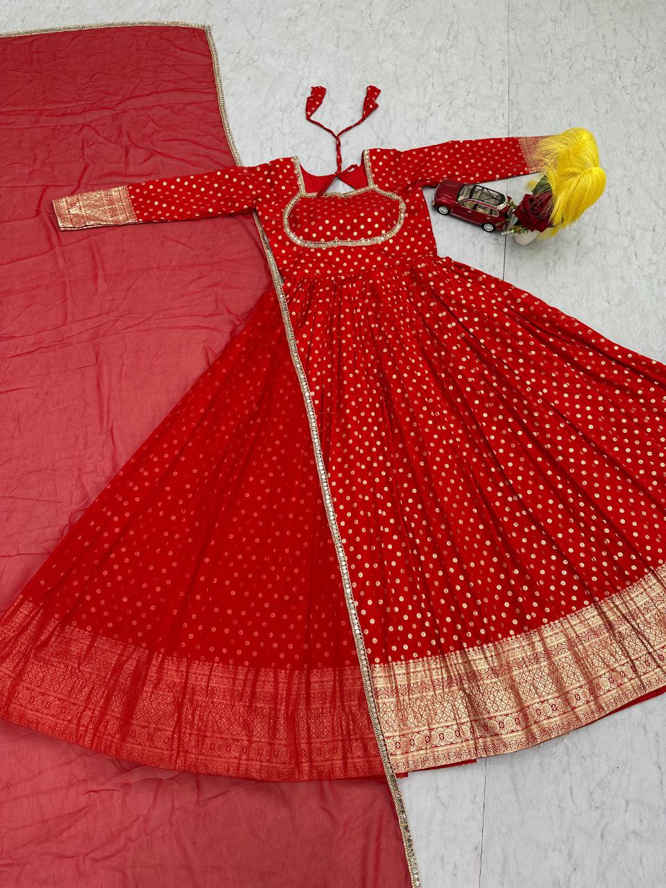 JACQUARD WEAVING FUNCTION WEAR GOWN WITH DUPATTA