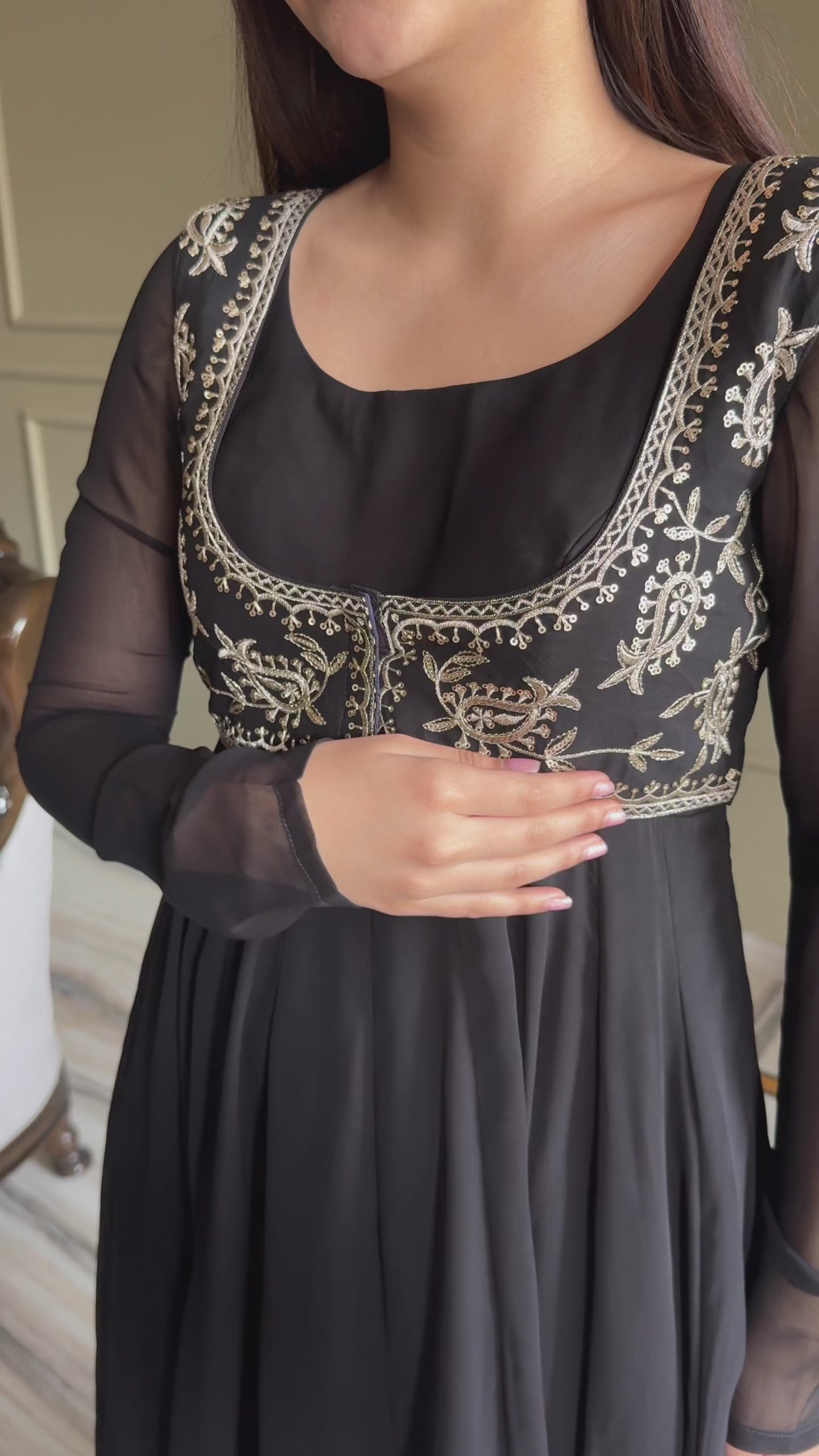 Premium Fox Georgette Fully Flared Anarkali Gown with Koti, Dupatta