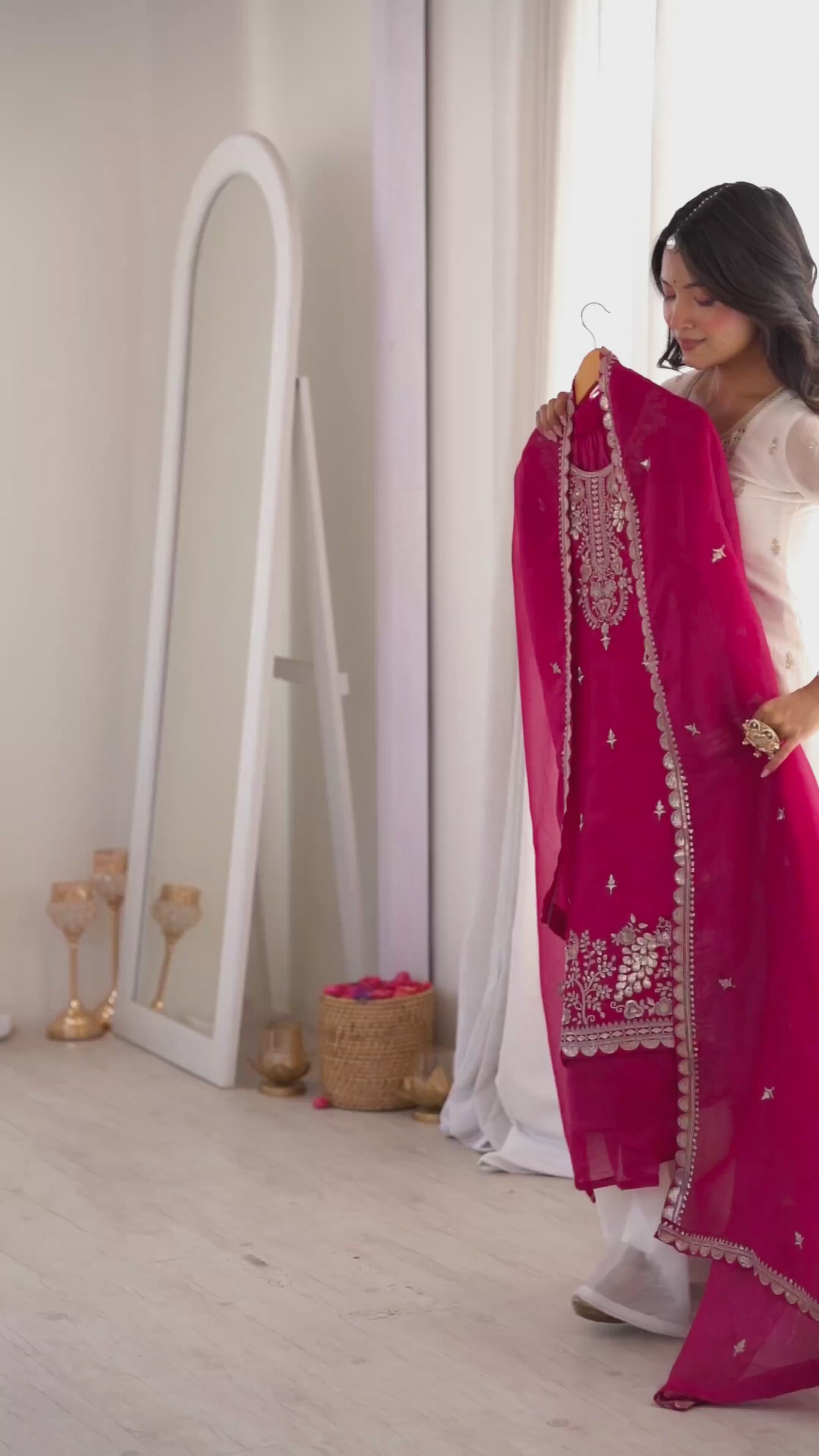 PURE SOFT CRUNCHY SILK FABRIC TOP,SHARARA WITH DUPATTA SET READY TO WEAR