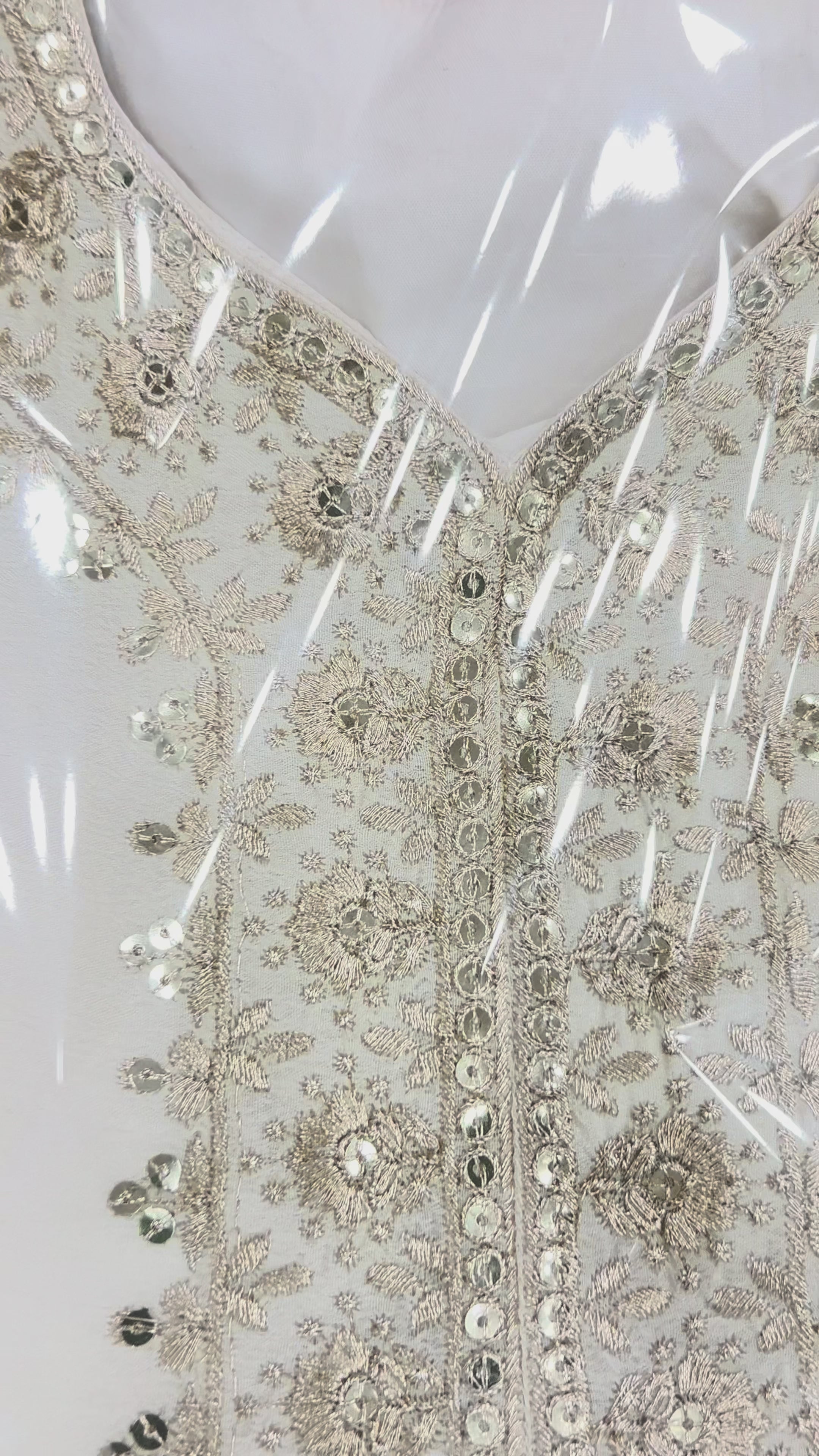 White Exquisite Pure Chinon Silk Kurta Set with Dupatta – Embroidered & Ready to Wear