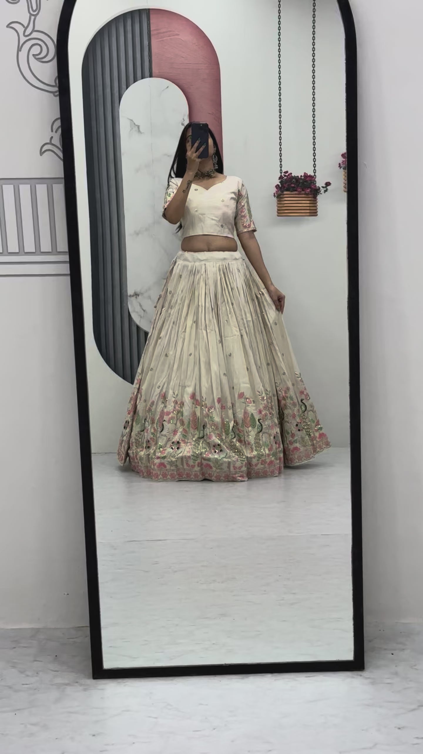 Embroidered Pure Tissue Silk Lehenga Choli & Dupatta Set