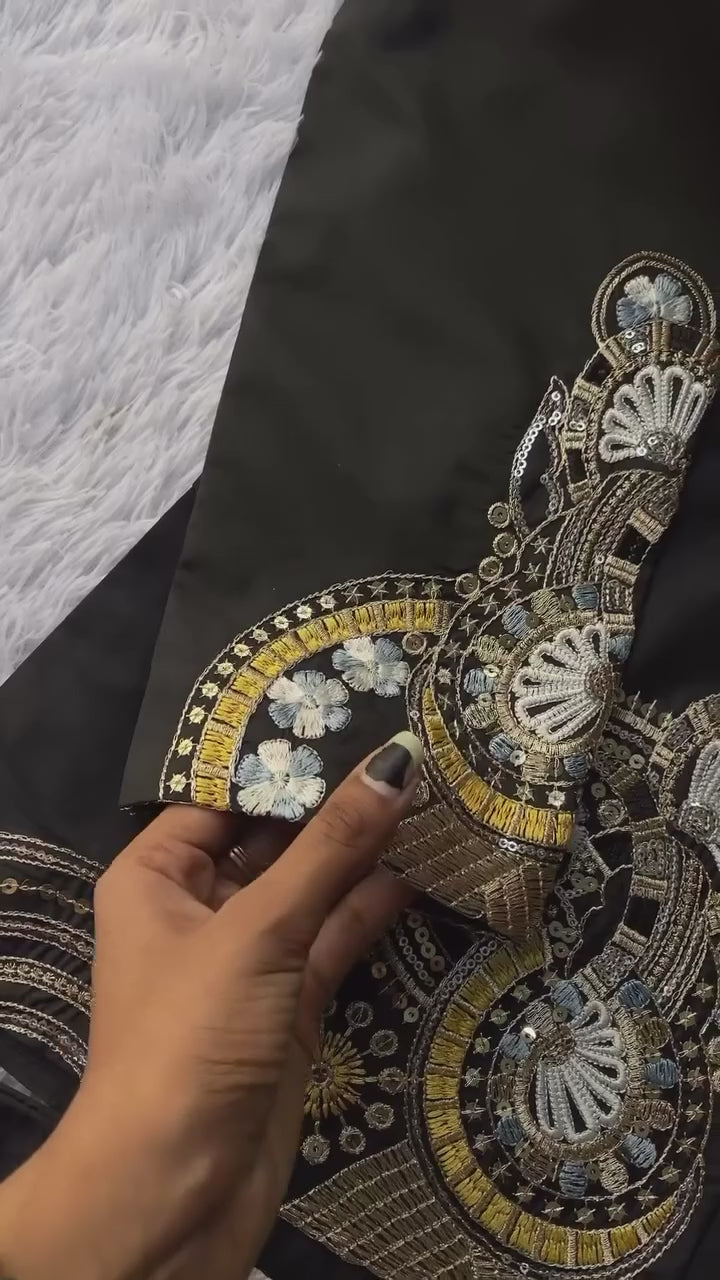 Blue Pre Draped Ready to Wear Saree With Heavy Embroidery Jacket One Minute Saree