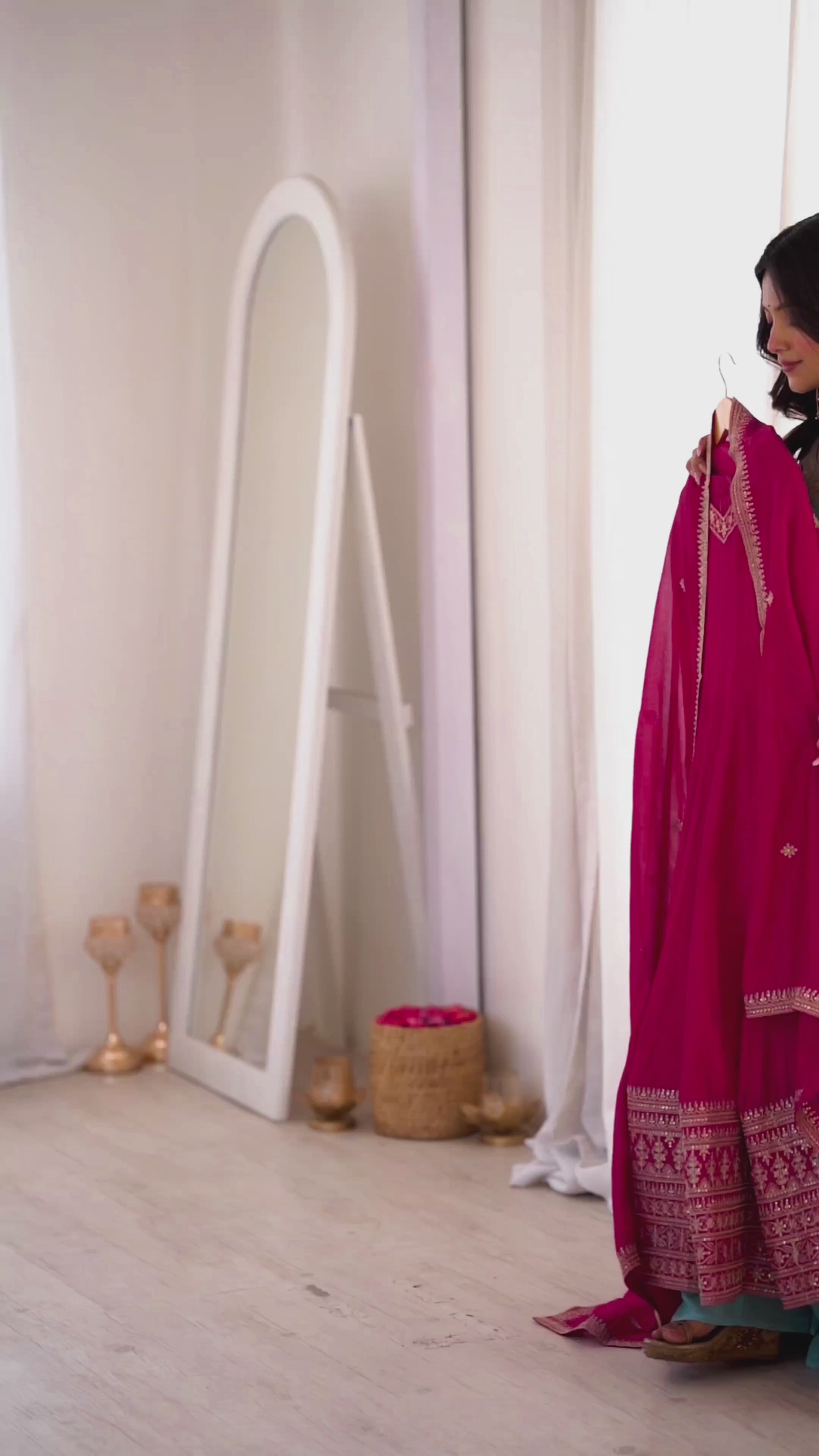 PREMIUM QUALITY PURE BLOOMING VICHITRA SILK FABRIC FULLY FLARE GOWN,WITH DUPATTA WITH PENT FULL SET